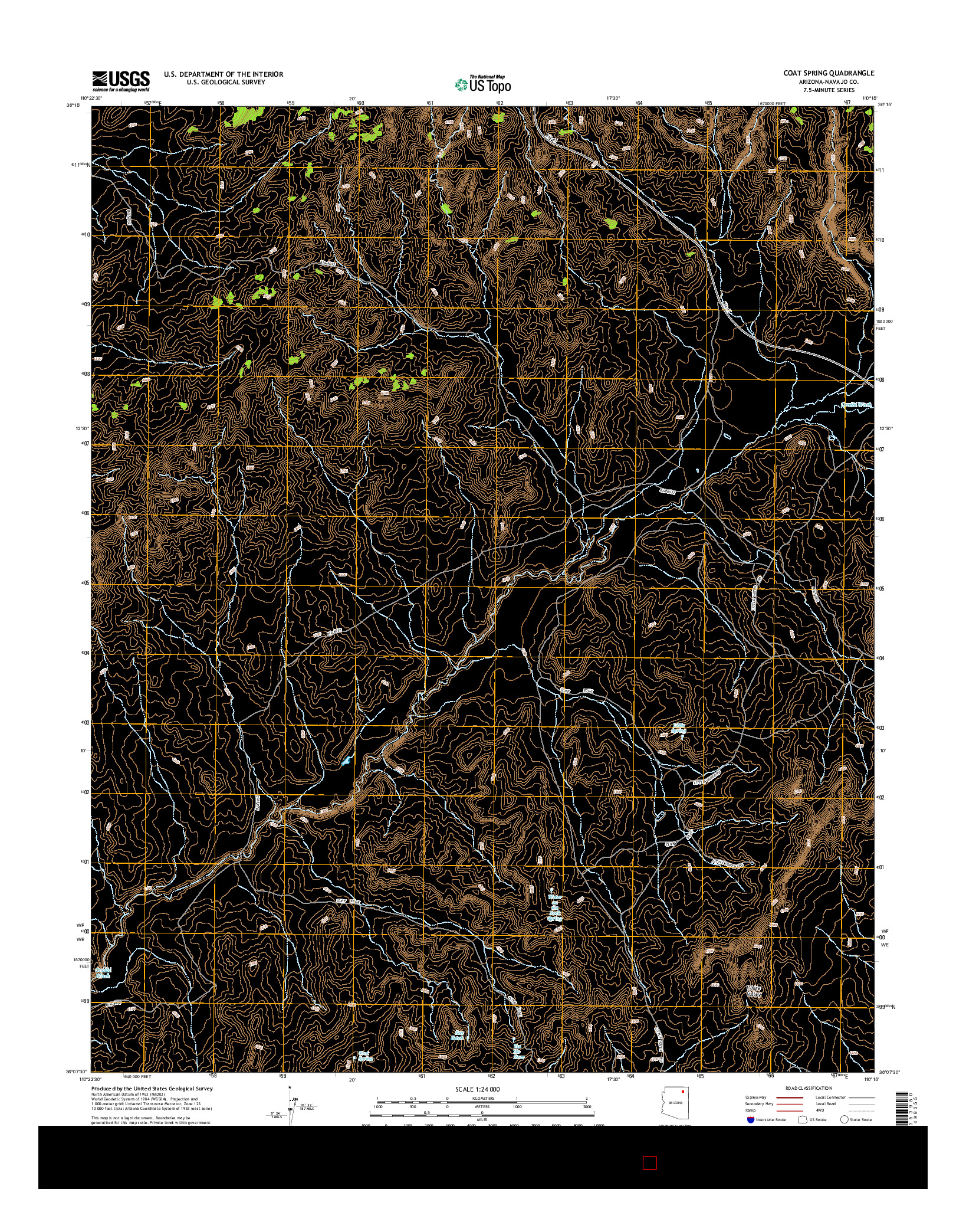 USGS US TOPO 7.5-MINUTE MAP FOR COAT SPRING, AZ 2014