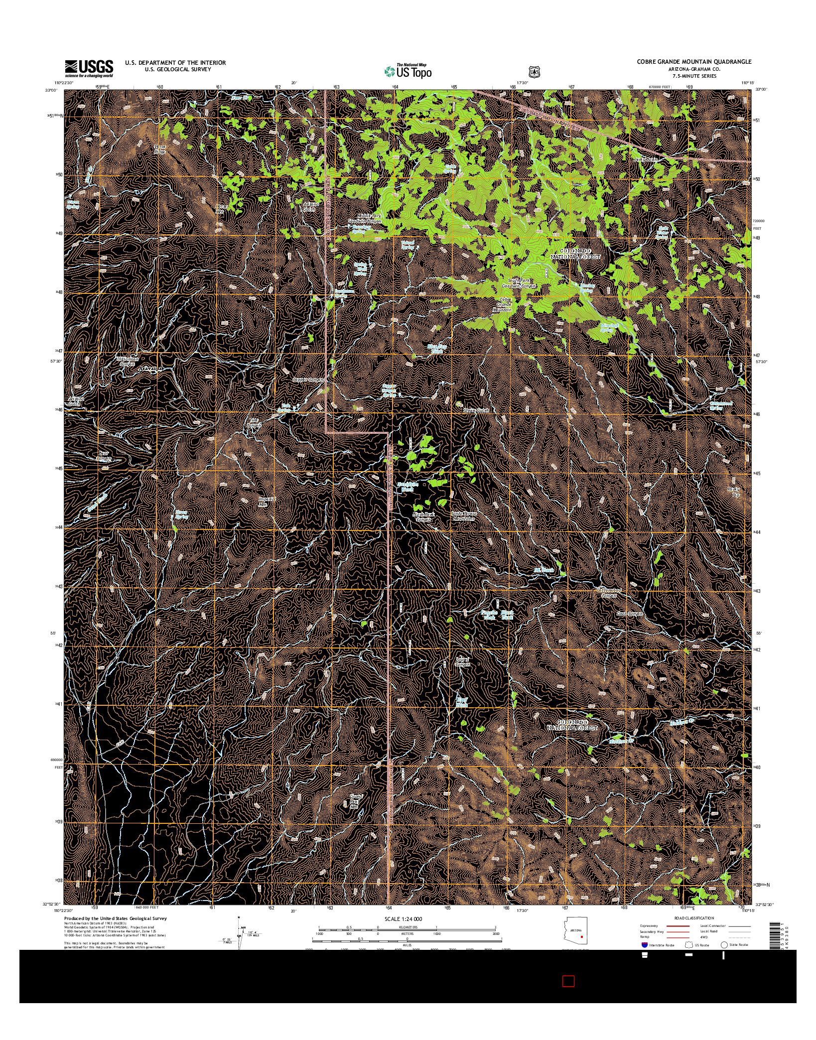 USGS US TOPO 7.5-MINUTE MAP FOR COBRE GRANDE MOUNTAIN, AZ 2014