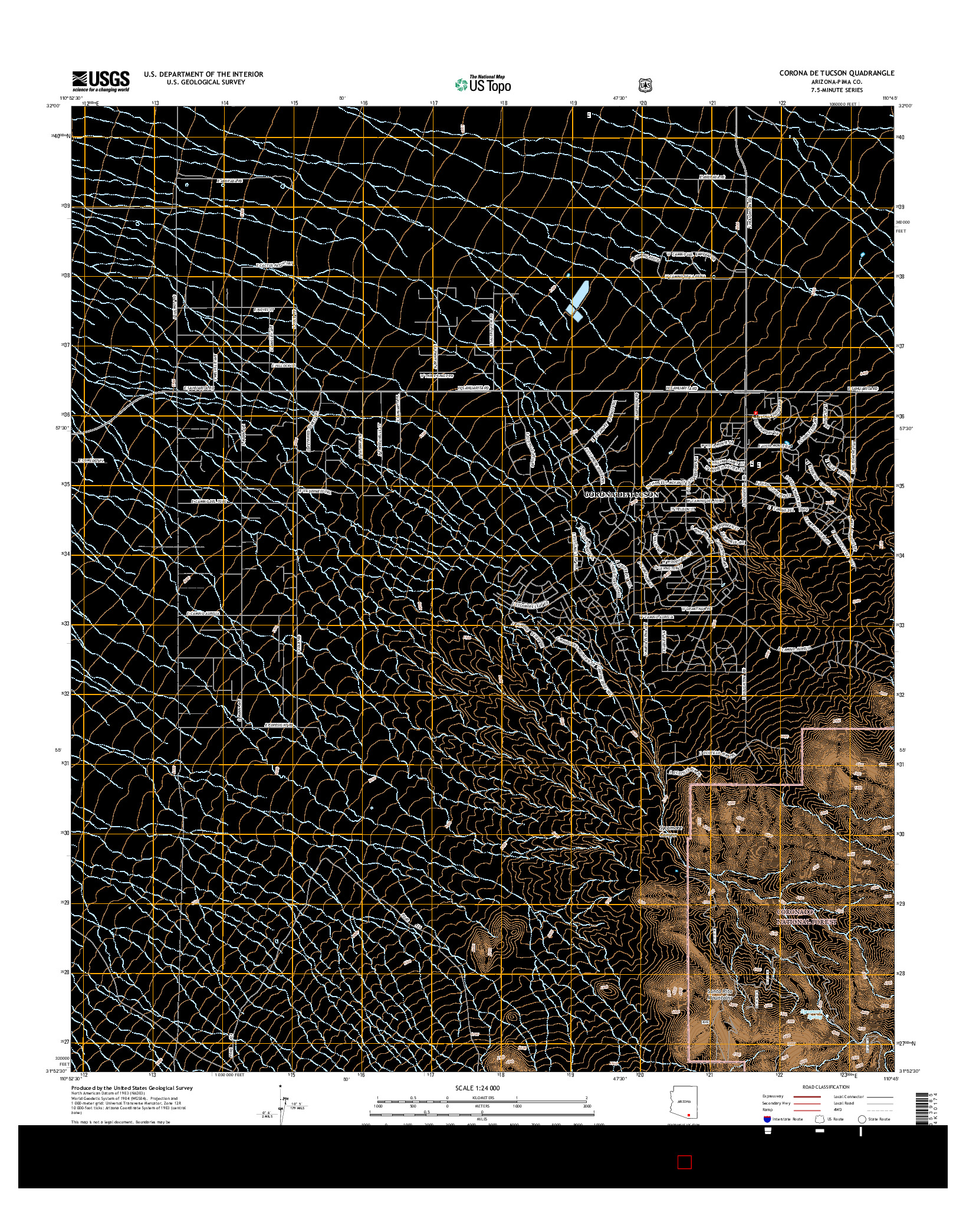 USGS US TOPO 7.5-MINUTE MAP FOR CORONA DE TUCSON, AZ 2014