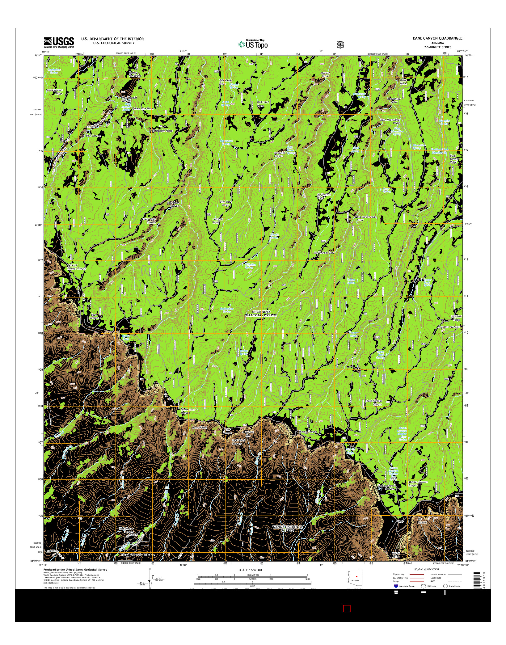 USGS US TOPO 7.5-MINUTE MAP FOR DANE CANYON, AZ 2014
