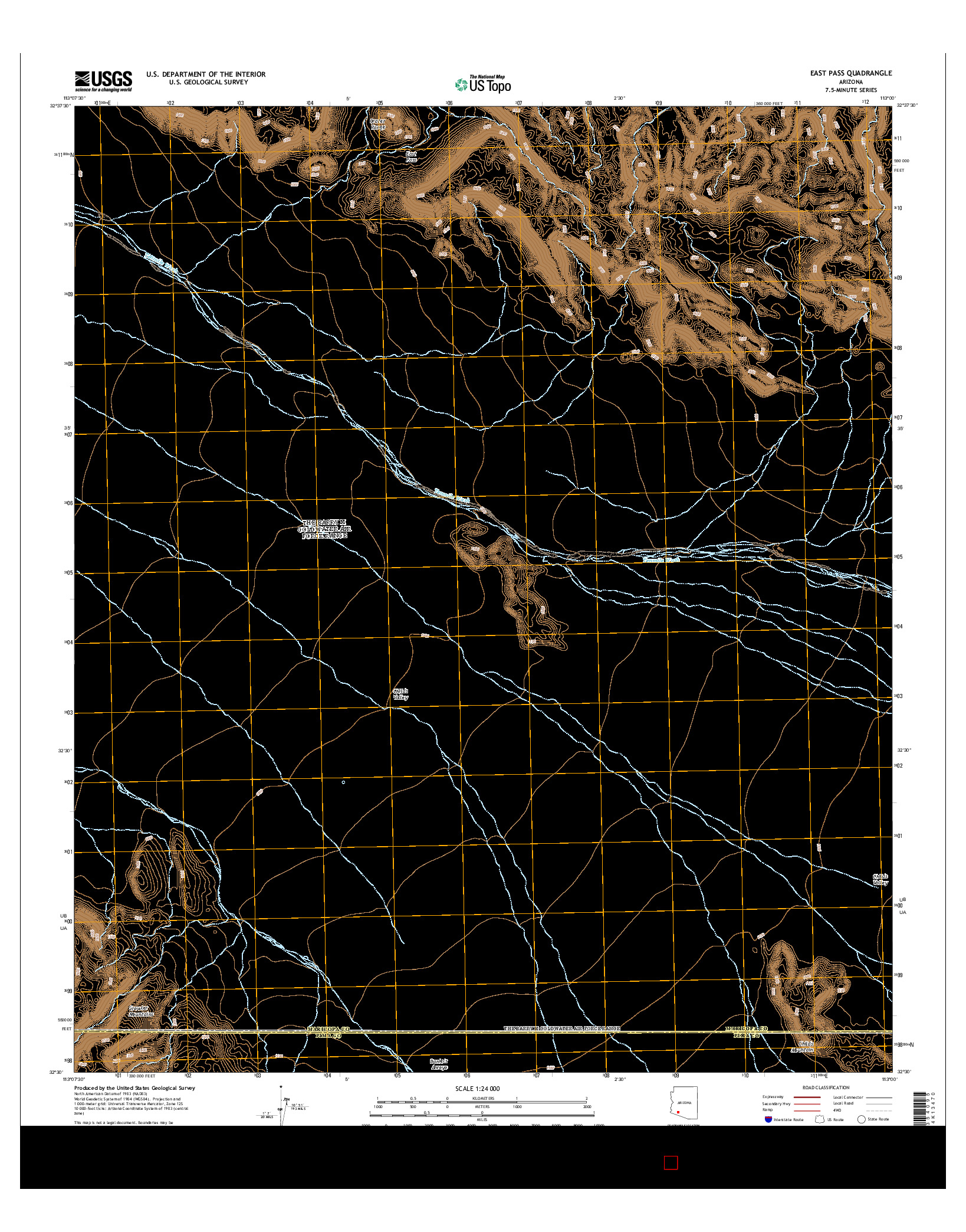 USGS US TOPO 7.5-MINUTE MAP FOR EAST PASS, AZ 2014