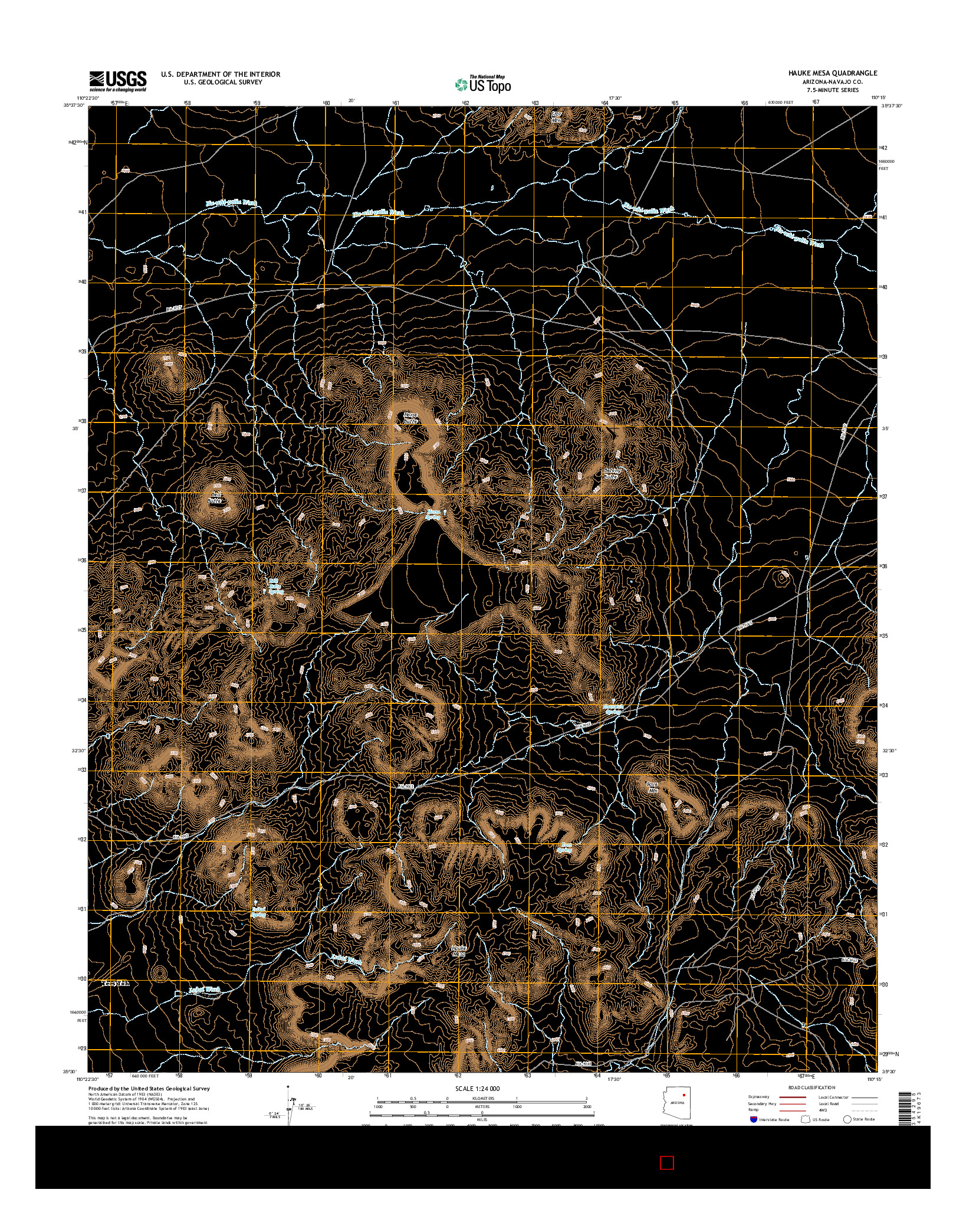 USGS US TOPO 7.5-MINUTE MAP FOR HAUKE MESA, AZ 2014