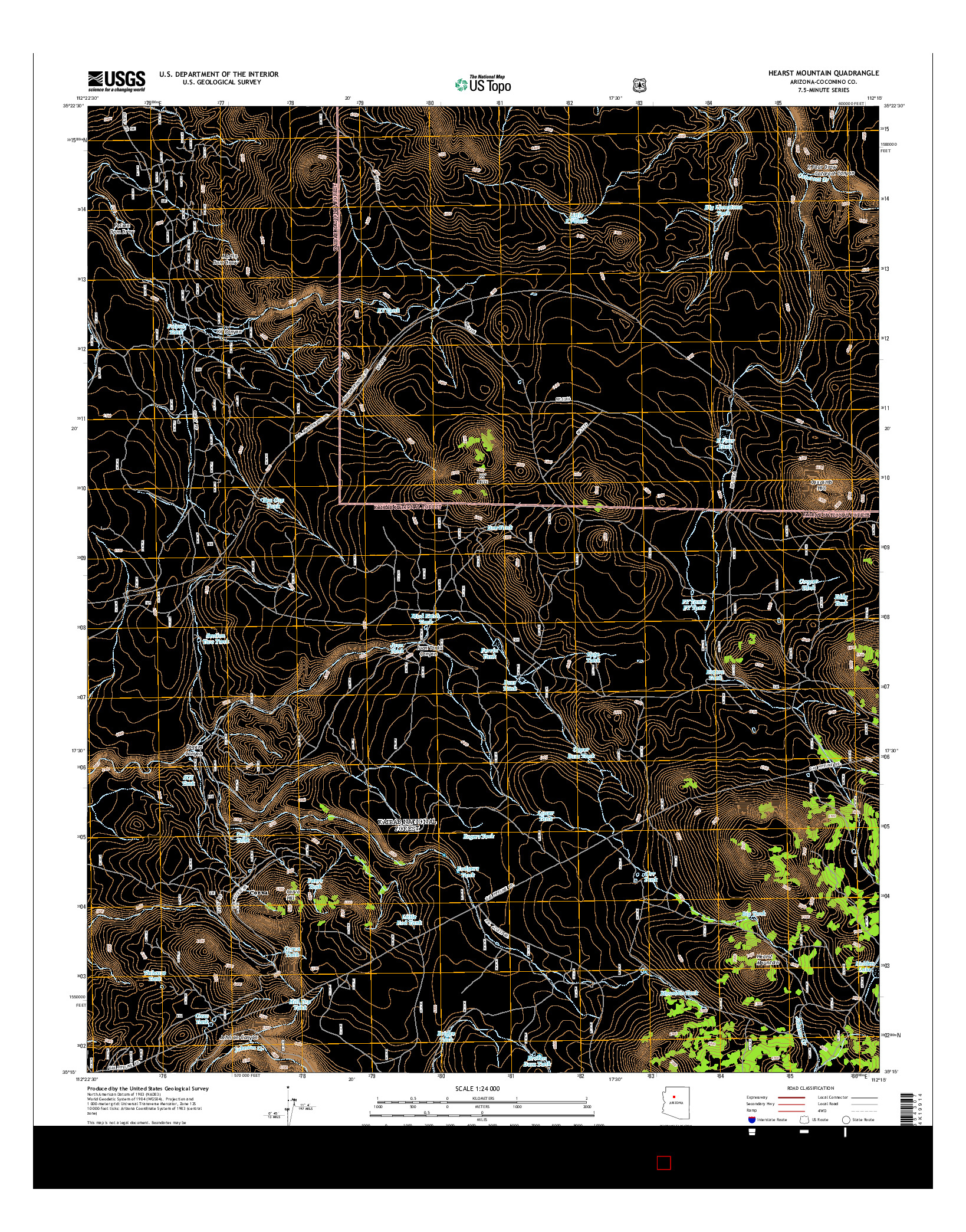 USGS US TOPO 7.5-MINUTE MAP FOR HEARST MOUNTAIN, AZ 2014