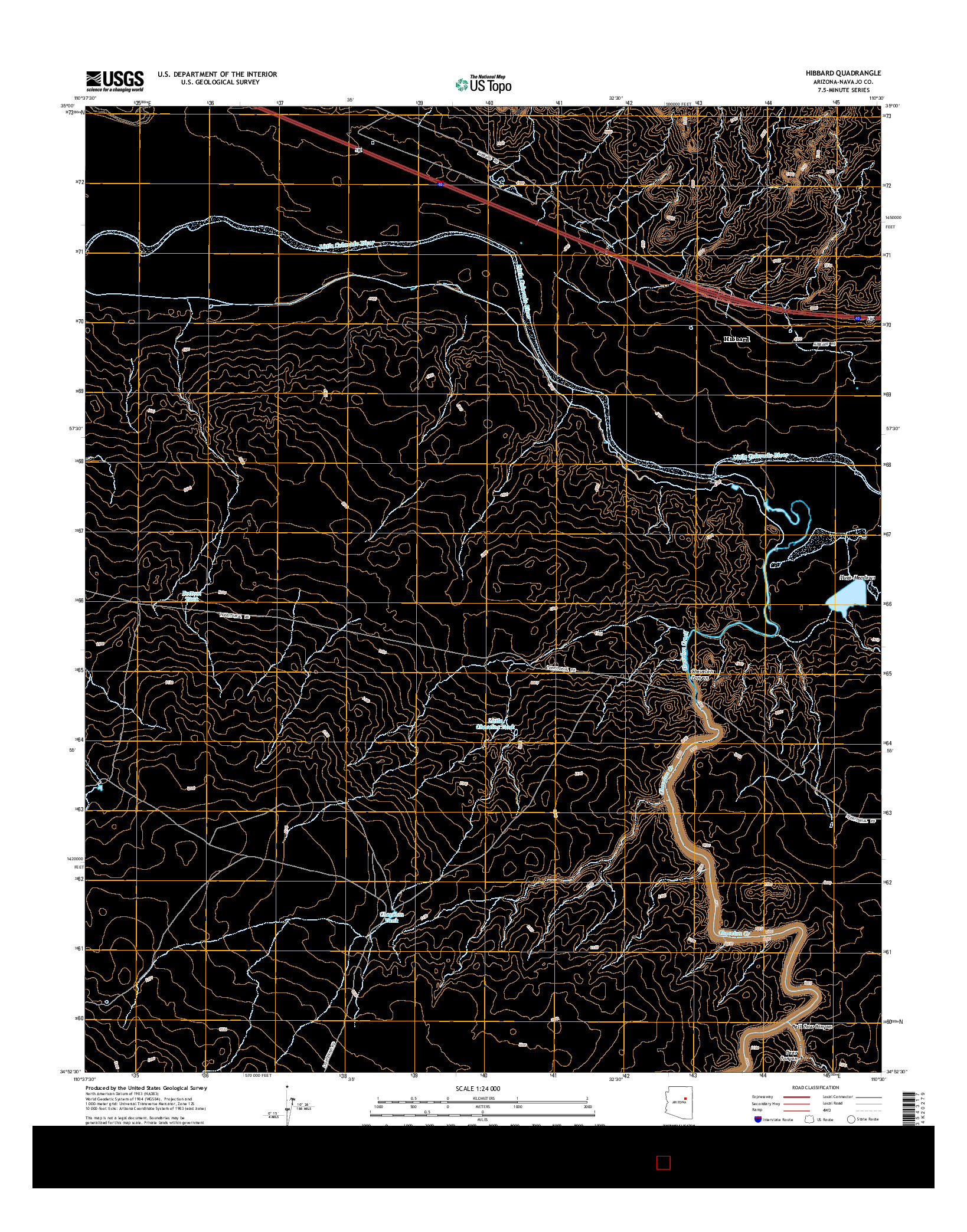 USGS US TOPO 7.5-MINUTE MAP FOR HIBBARD, AZ 2014