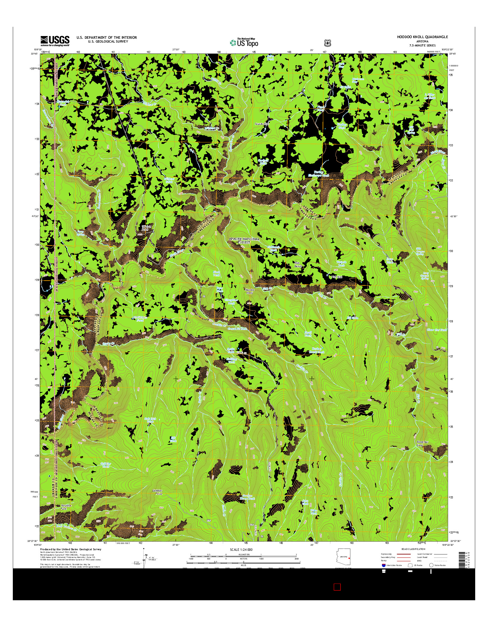 USGS US TOPO 7.5-MINUTE MAP FOR HOODOO KNOLL, AZ 2014