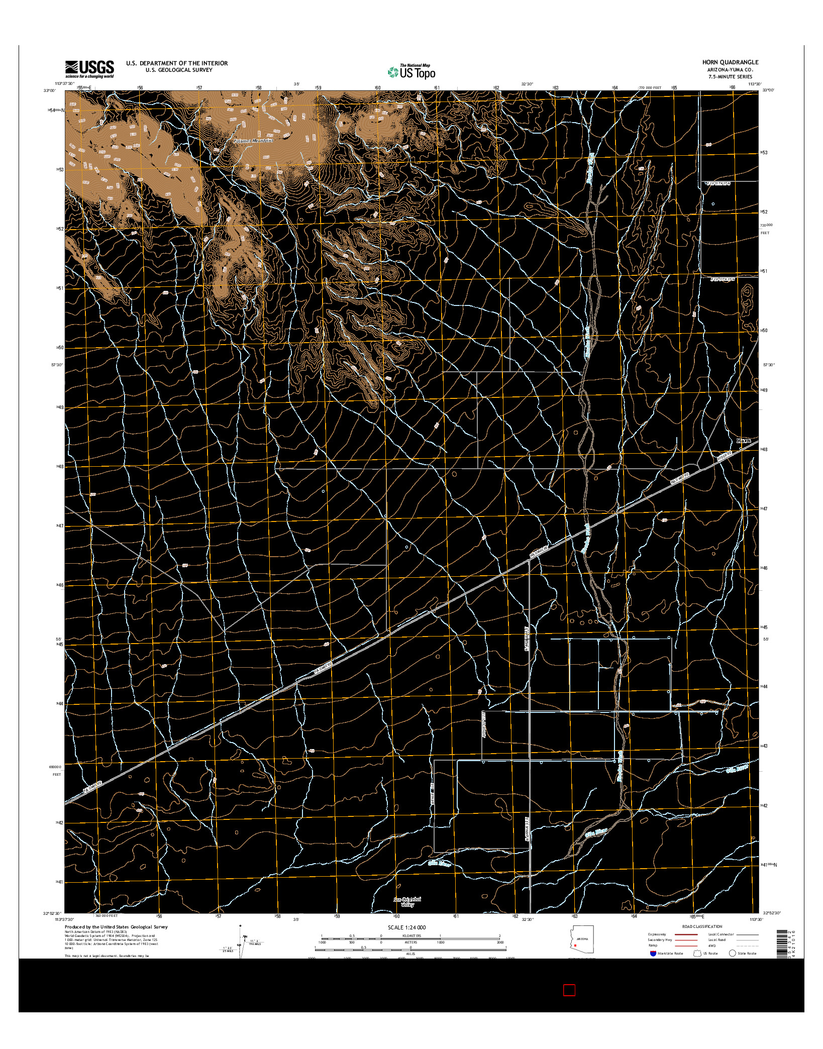 USGS US TOPO 7.5-MINUTE MAP FOR HORN, AZ 2014
