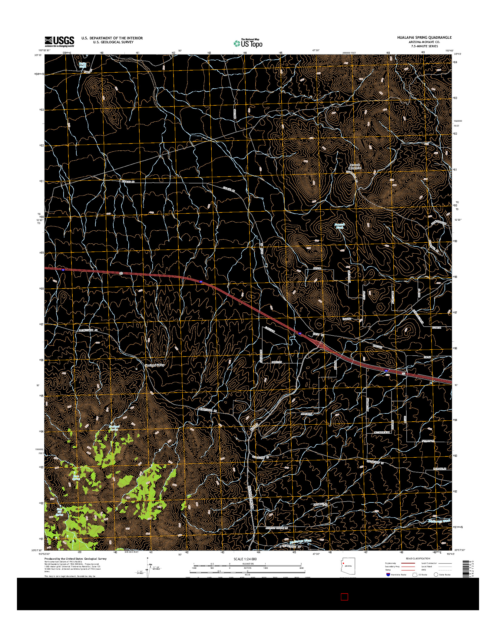 USGS US TOPO 7.5-MINUTE MAP FOR HUALAPAI SPRING, AZ 2014