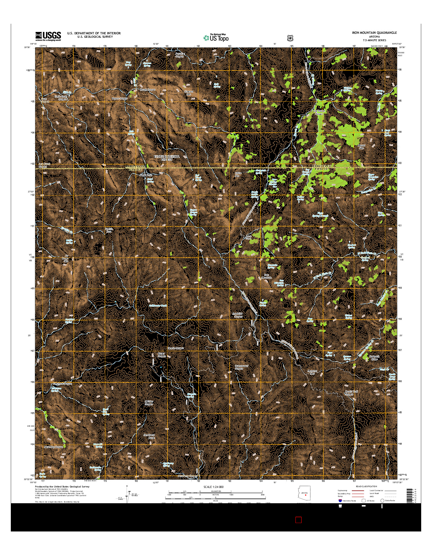 USGS US TOPO 7.5-MINUTE MAP FOR IRON MOUNTAIN, AZ 2014