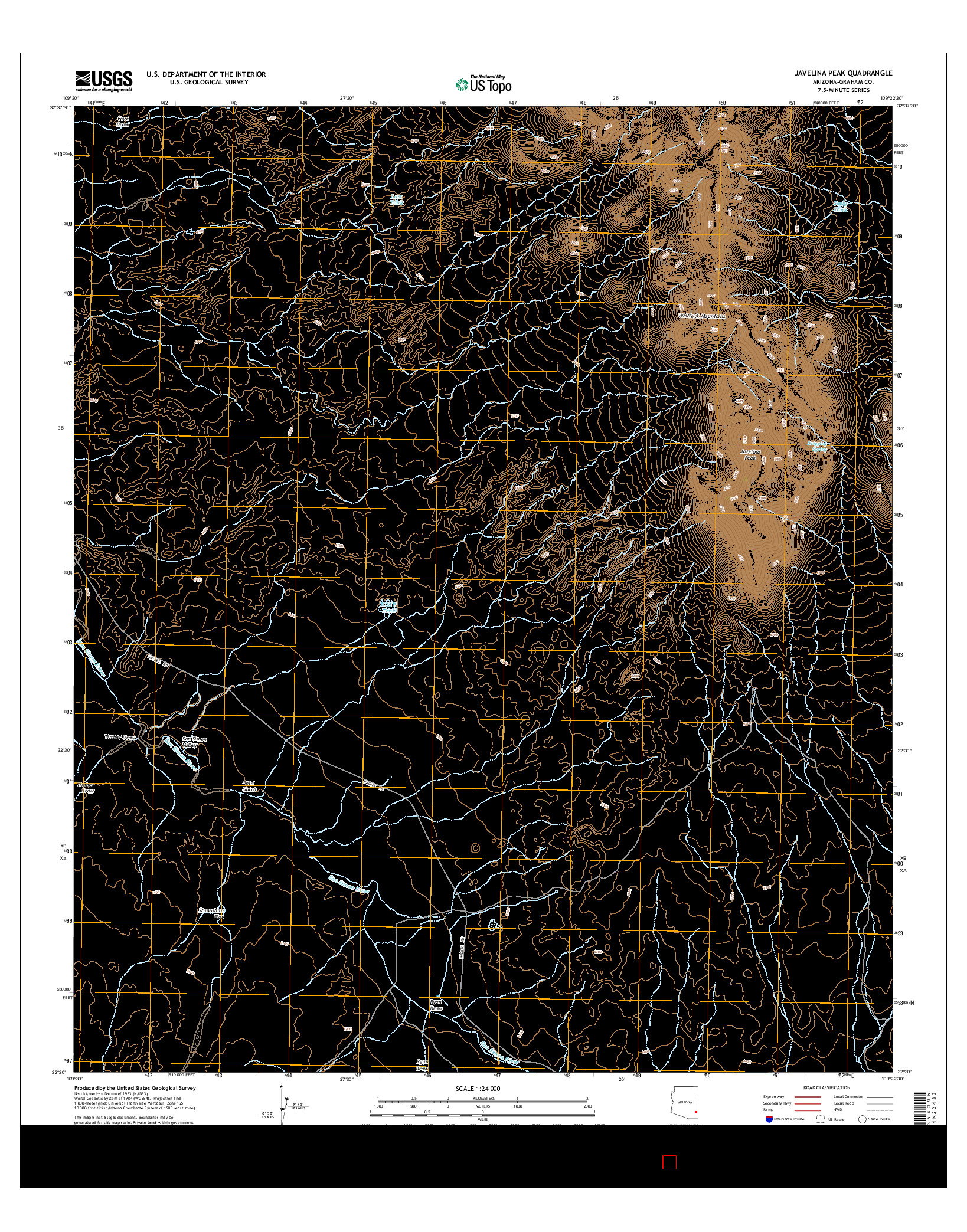 USGS US TOPO 7.5-MINUTE MAP FOR JAVELINA PEAK, AZ 2014