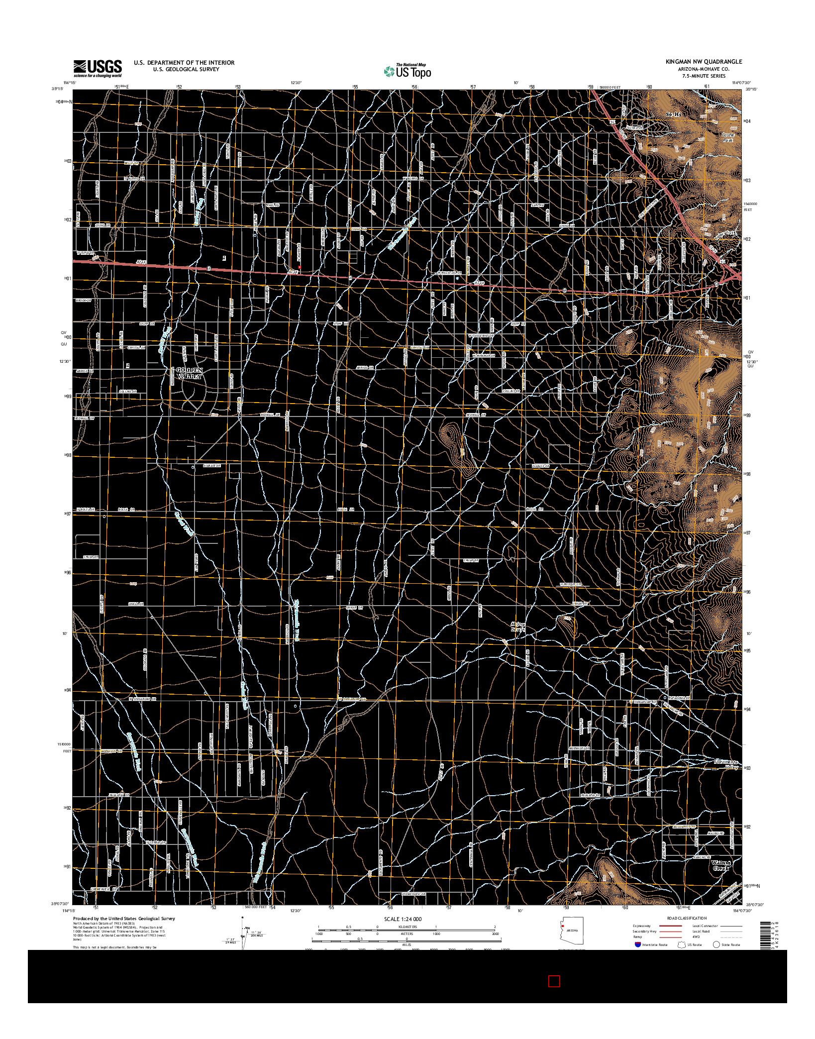 USGS US TOPO 7.5-MINUTE MAP FOR KINGMAN NW, AZ 2014