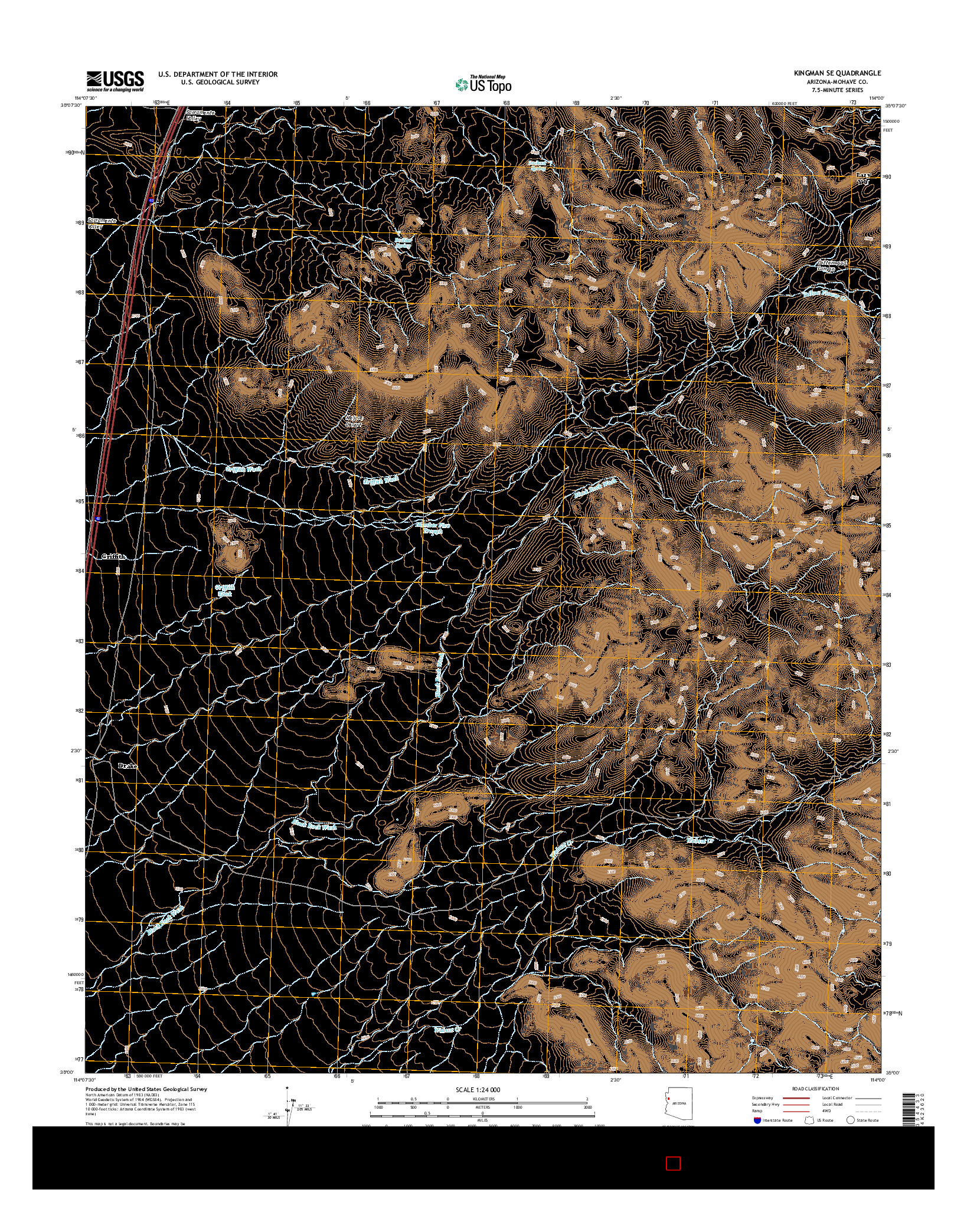 USGS US TOPO 7.5-MINUTE MAP FOR KINGMAN SE, AZ 2014