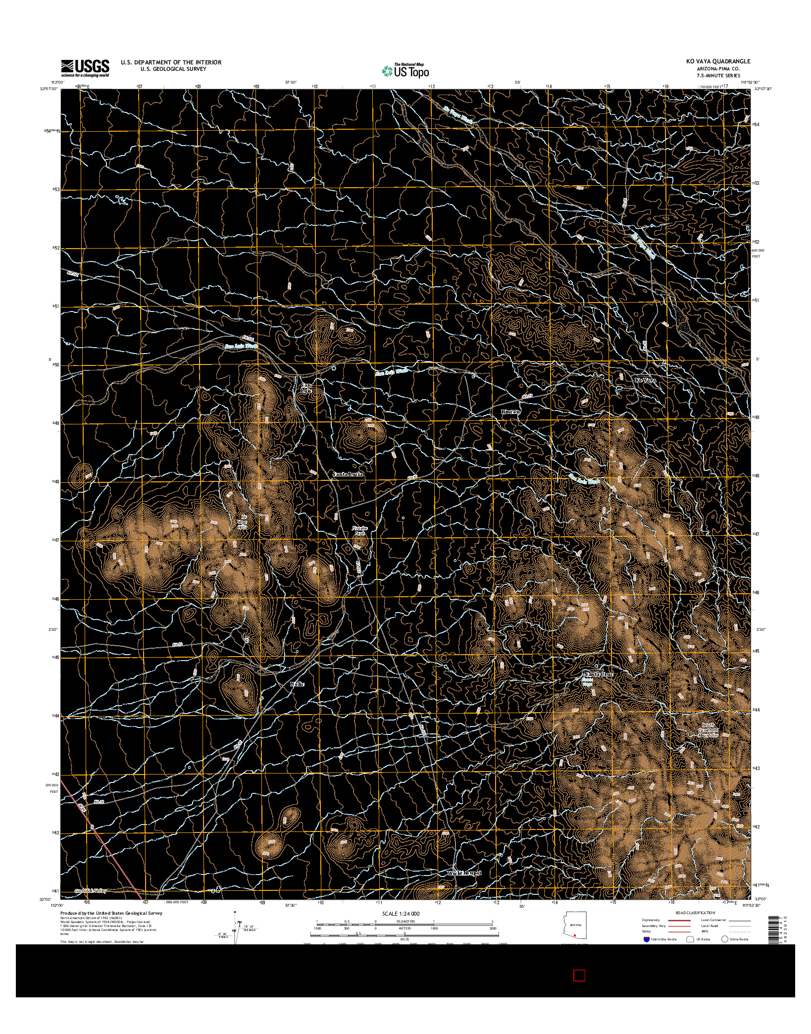 USGS US TOPO 7.5-MINUTE MAP FOR KO VAYA, AZ 2014