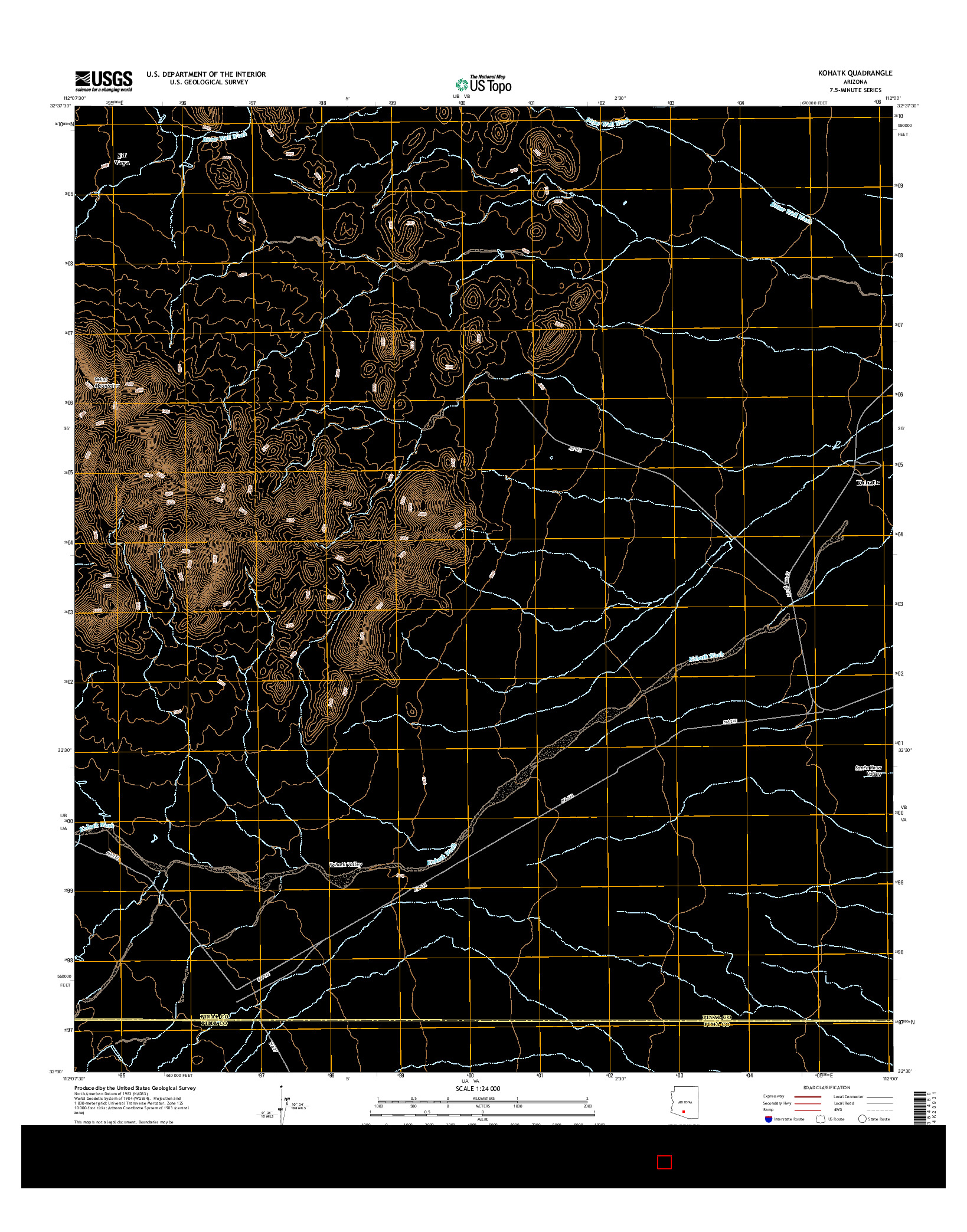 USGS US TOPO 7.5-MINUTE MAP FOR KOHATK, AZ 2014