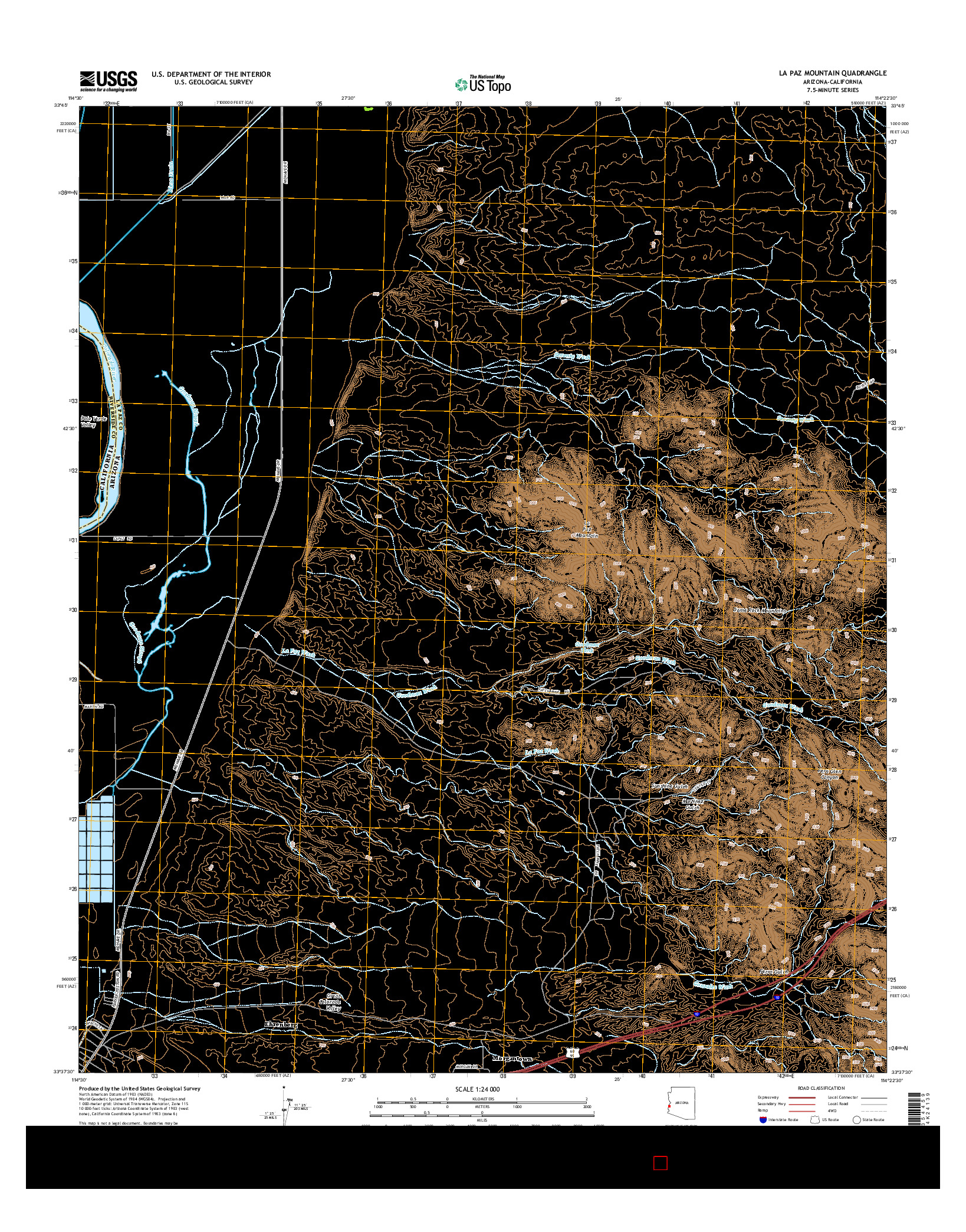 USGS US TOPO 7.5-MINUTE MAP FOR LA PAZ MOUNTAIN, AZ-CA 2014