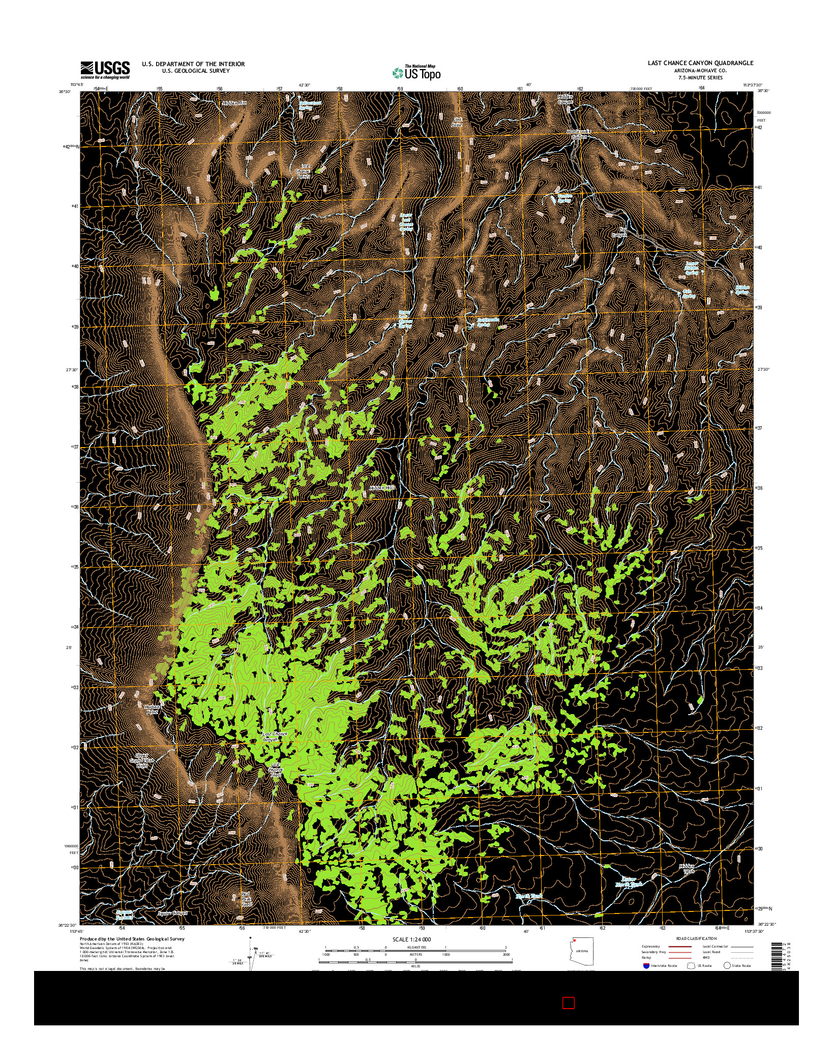 USGS US TOPO 7.5-MINUTE MAP FOR LAST CHANCE CANYON, AZ 2014