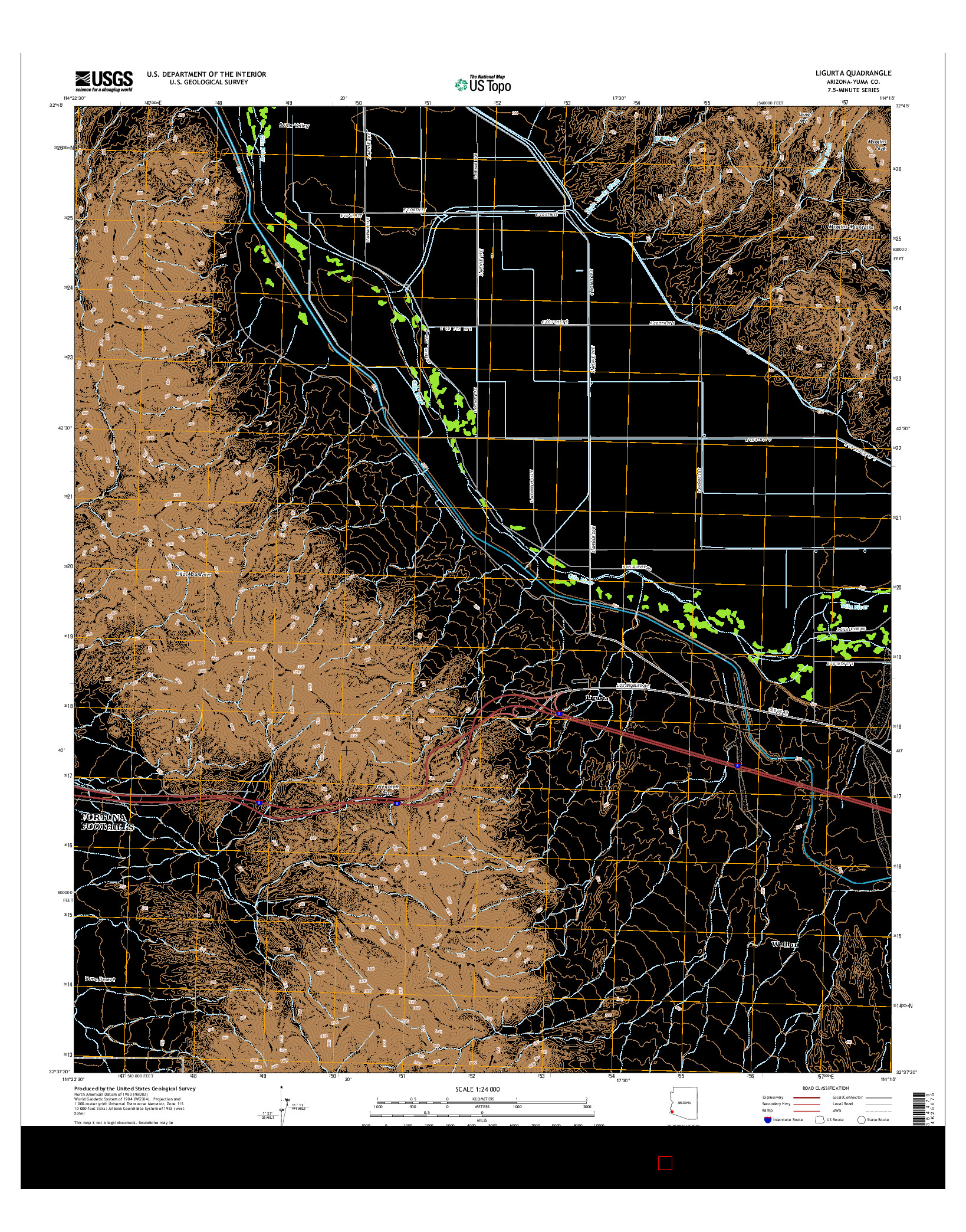 USGS US TOPO 7.5-MINUTE MAP FOR LIGURTA, AZ 2014
