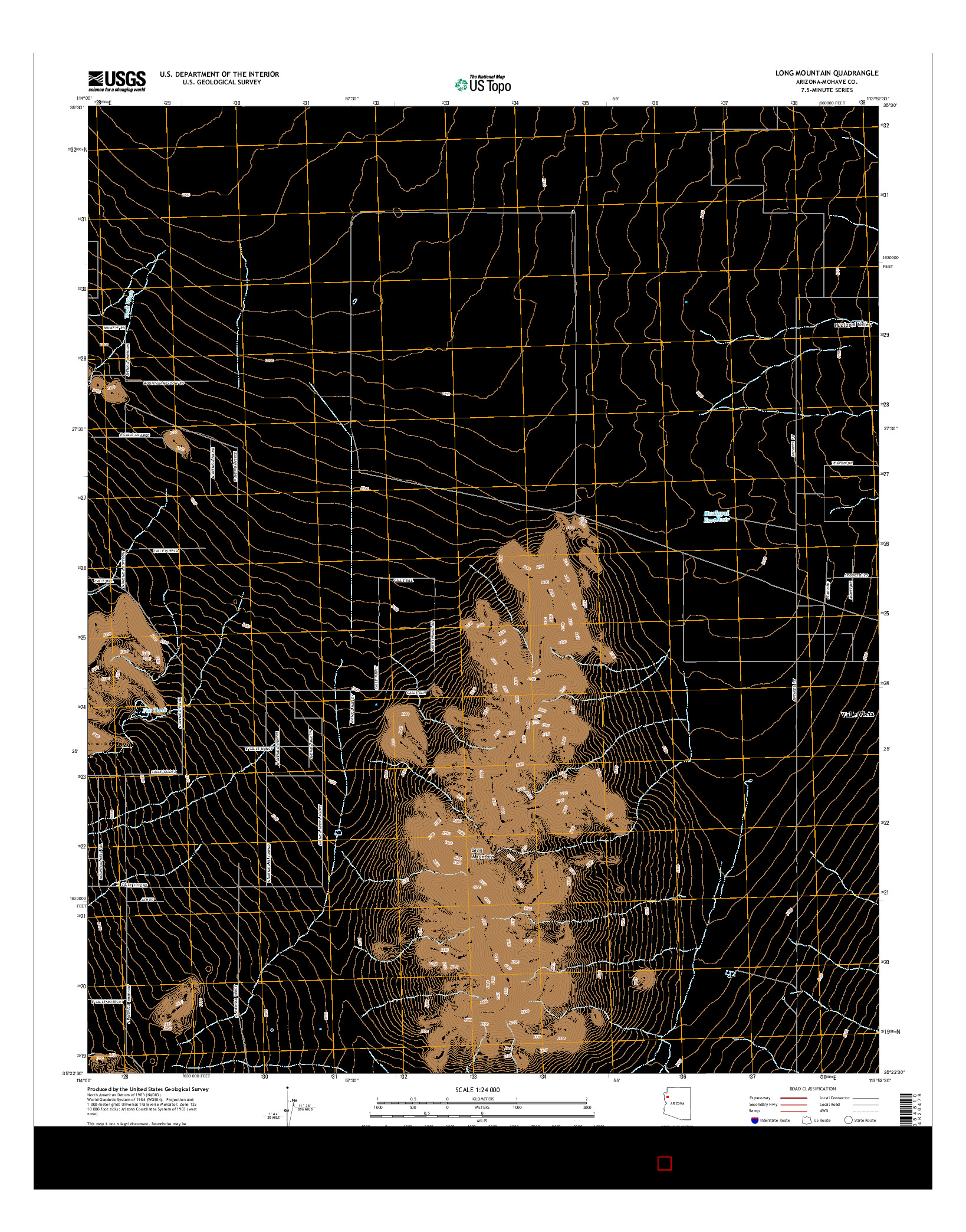 USGS US TOPO 7.5-MINUTE MAP FOR LONG MOUNTAIN, AZ 2014