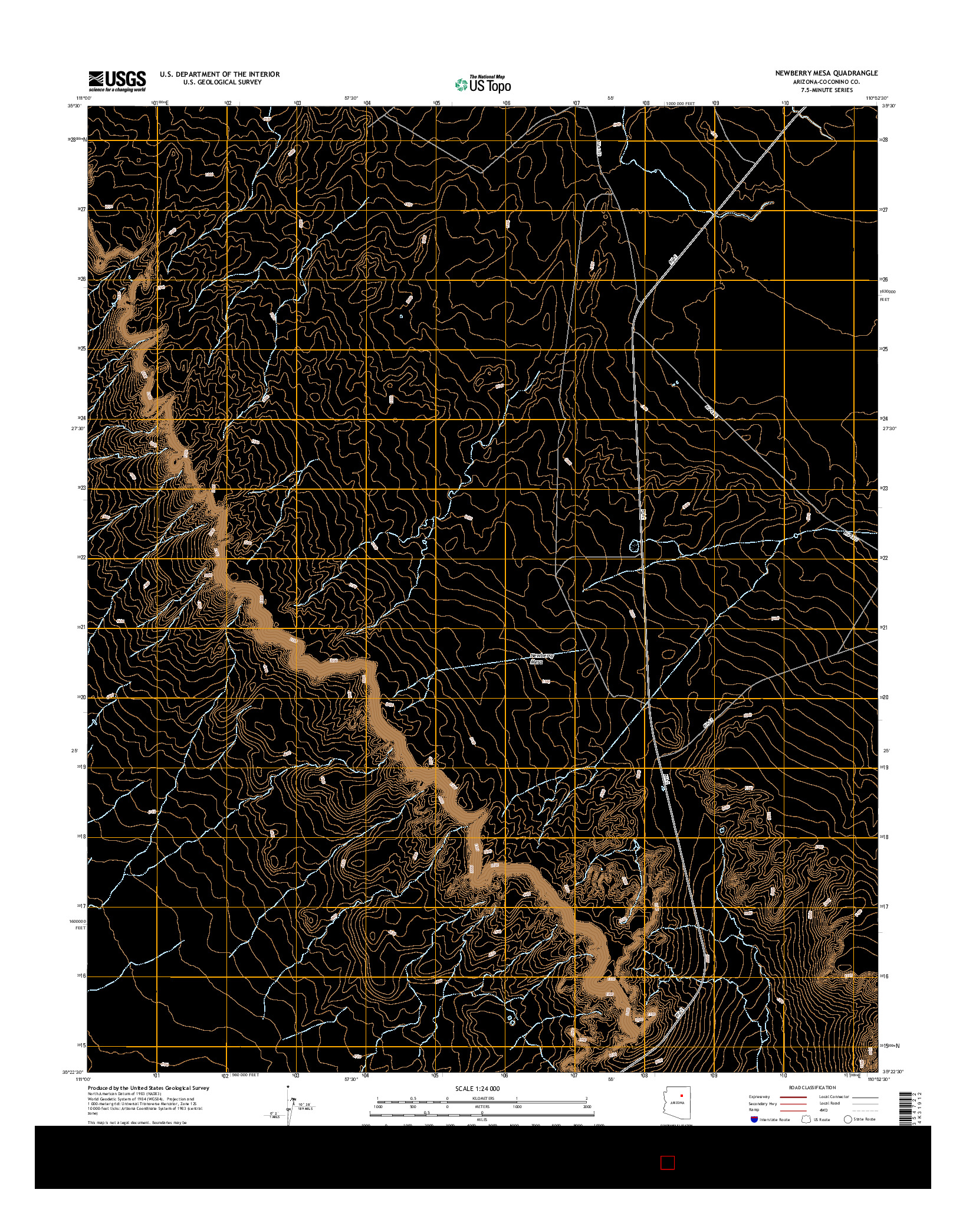 USGS US TOPO 7.5-MINUTE MAP FOR NEWBERRY MESA, AZ 2014