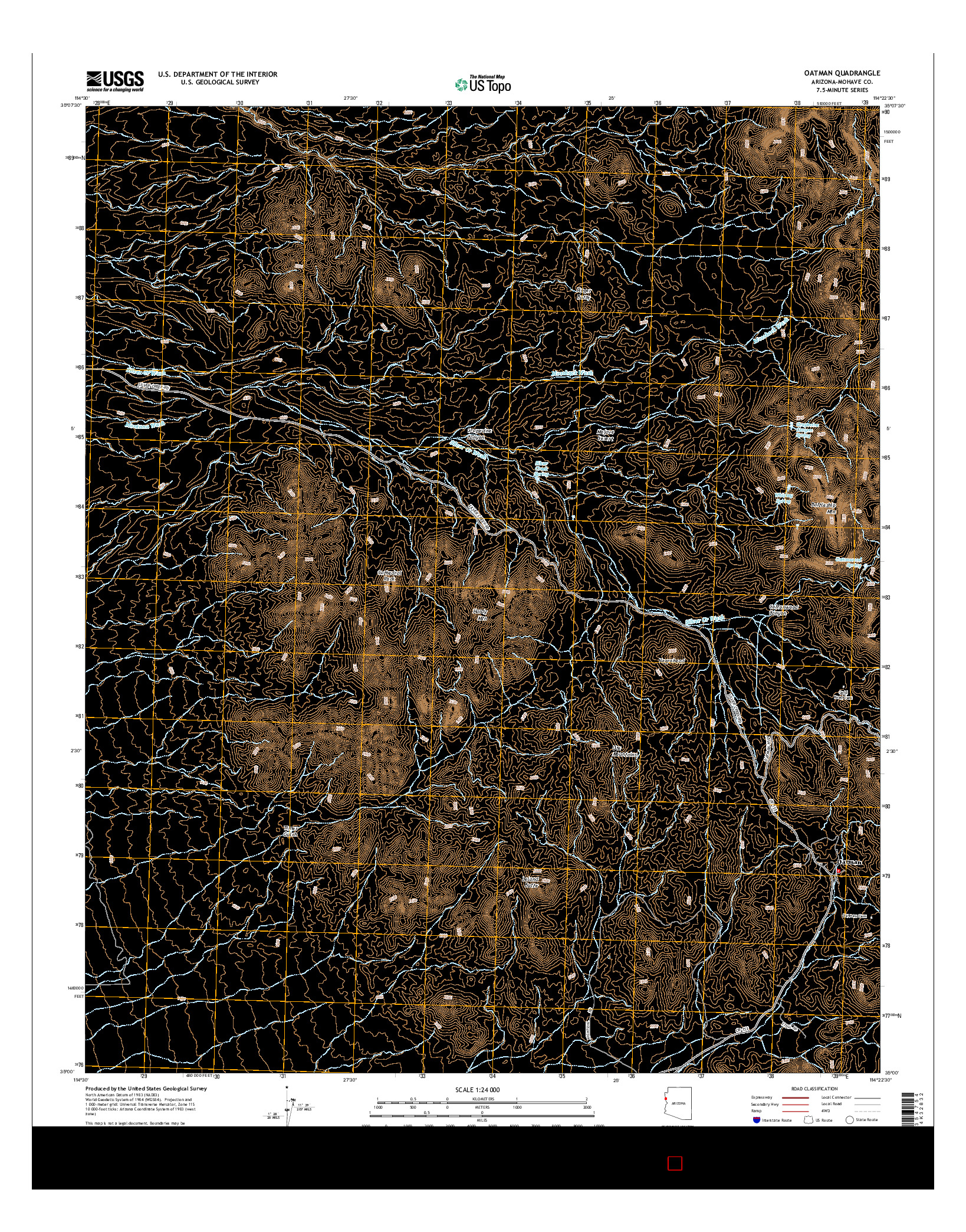 USGS US TOPO 7.5-MINUTE MAP FOR OATMAN, AZ 2014