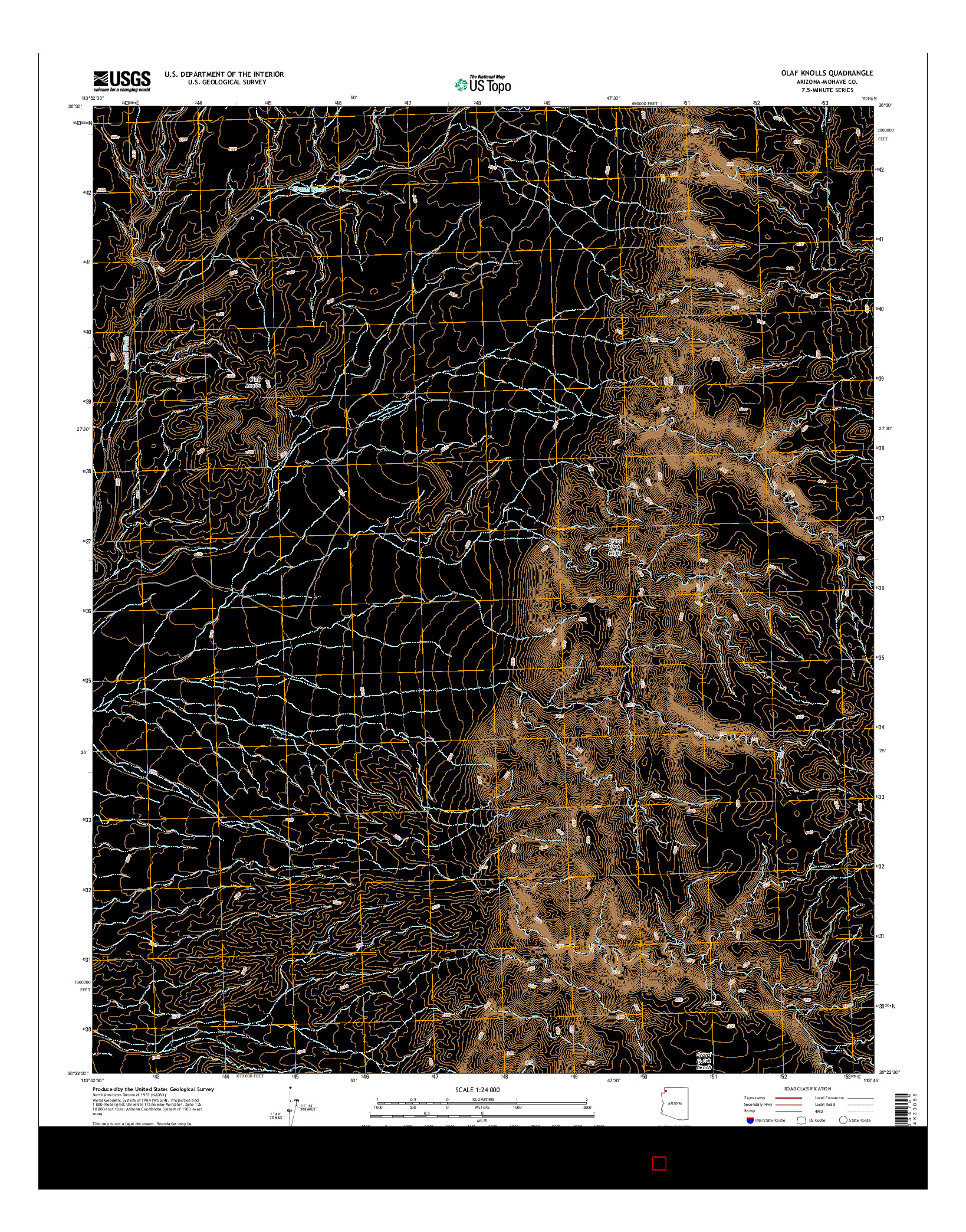 USGS US TOPO 7.5-MINUTE MAP FOR OLAF KNOLLS, AZ 2014
