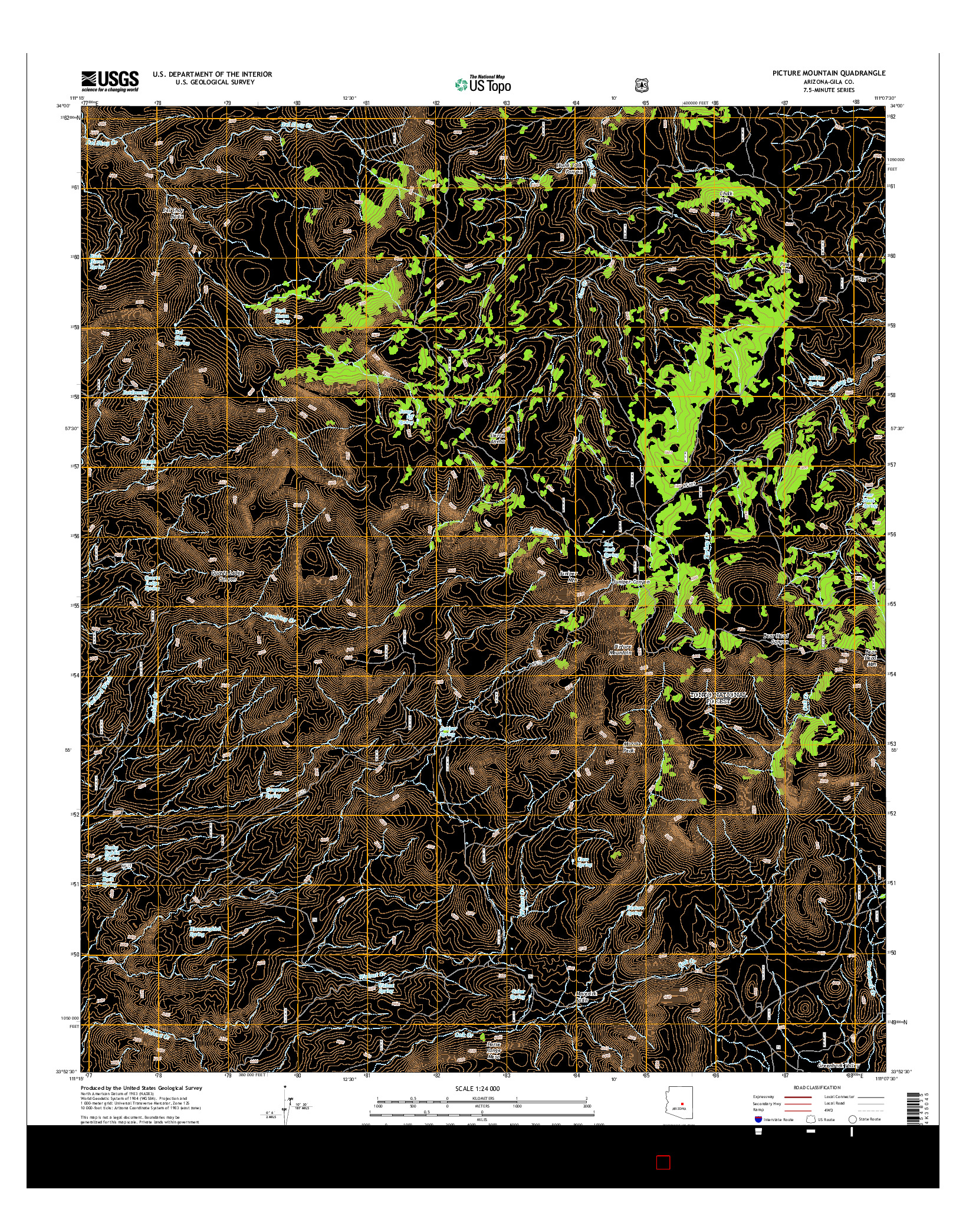 USGS US TOPO 7.5-MINUTE MAP FOR PICTURE MOUNTAIN, AZ 2014