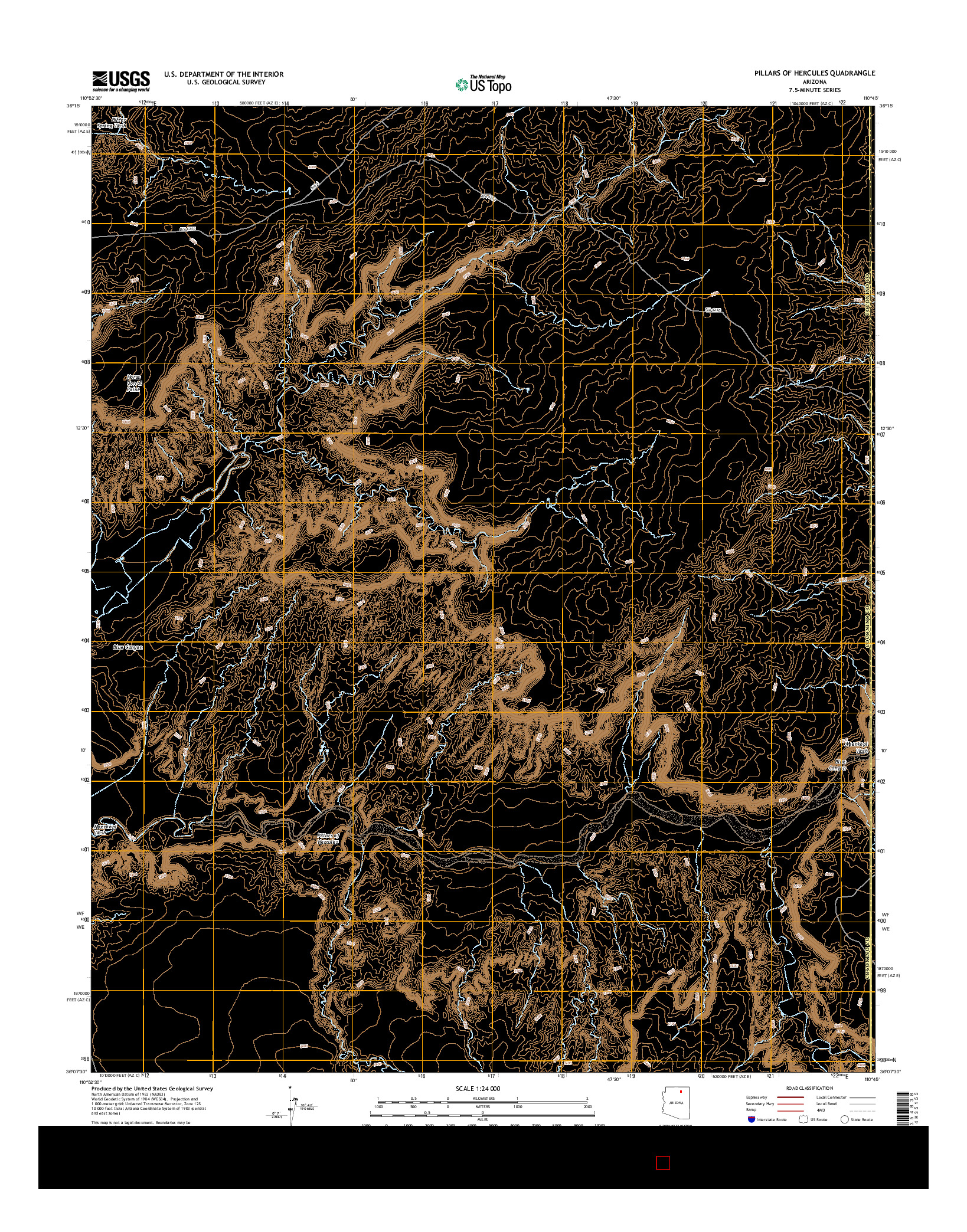 USGS US TOPO 7.5-MINUTE MAP FOR PILLARS OF HERCULES, AZ 2014
