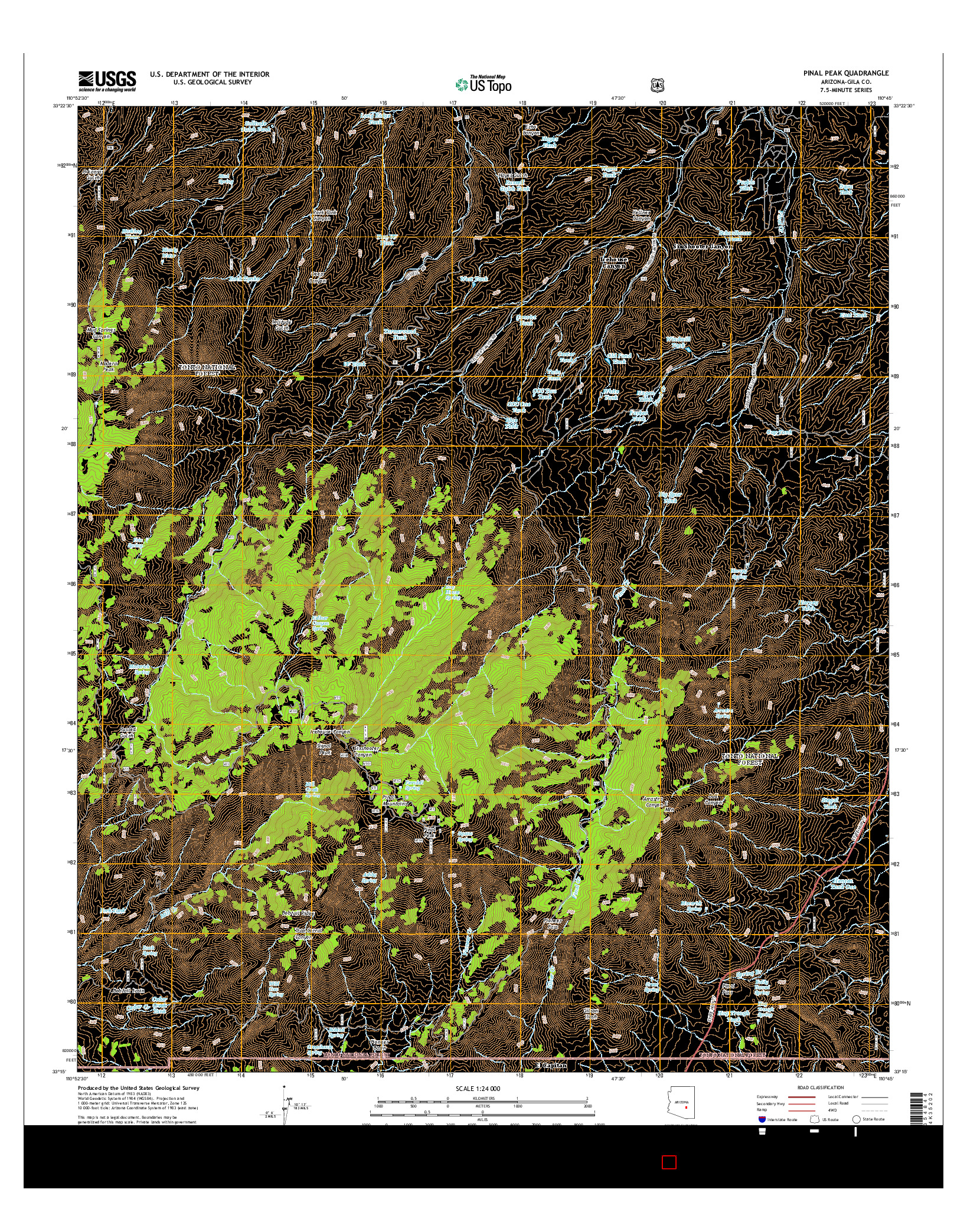 USGS US TOPO 7.5-MINUTE MAP FOR PINAL PEAK, AZ 2014