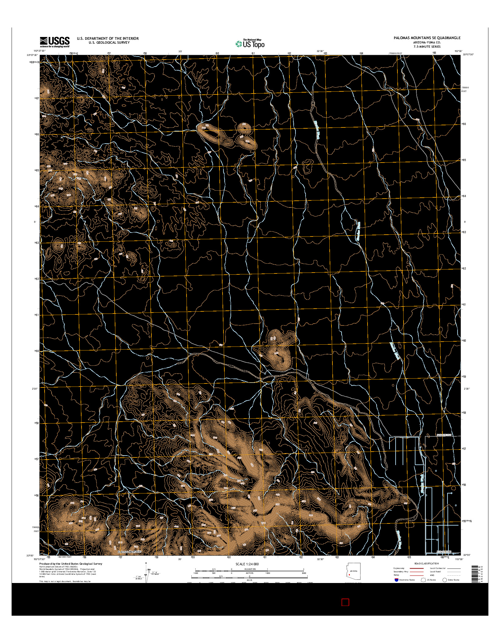 USGS US TOPO 7.5-MINUTE MAP FOR PALOMAS MOUNTAINS SE, AZ 2014
