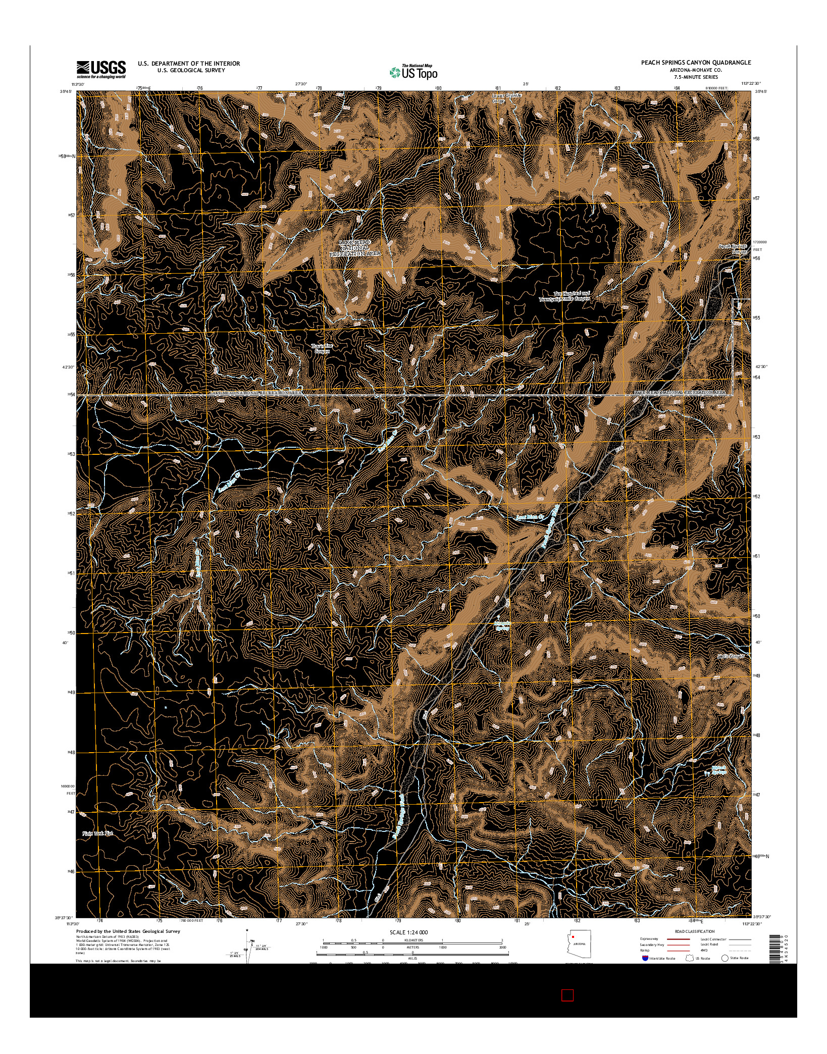 USGS US TOPO 7.5-MINUTE MAP FOR PEACH SPRINGS CANYON, AZ 2014