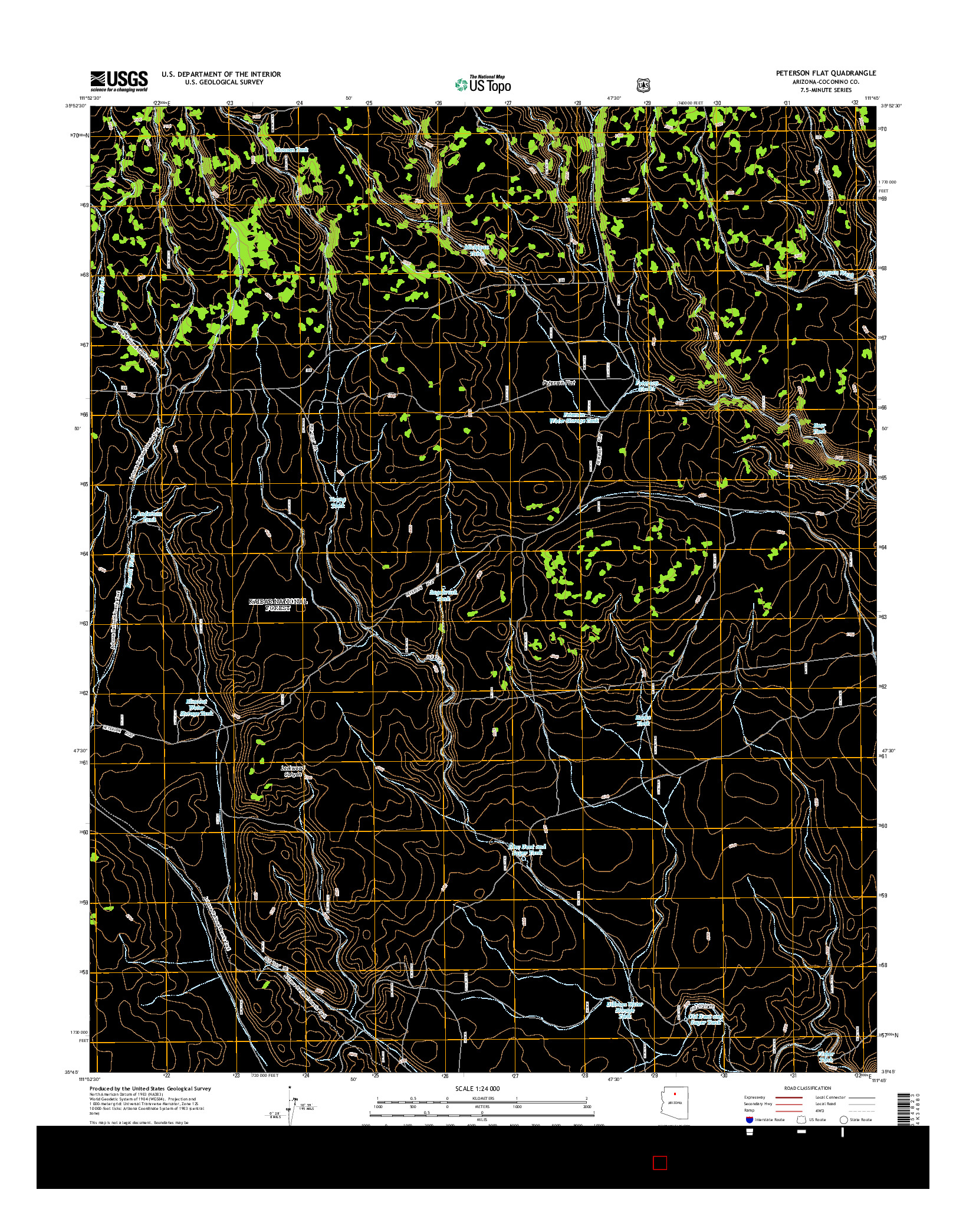 USGS US TOPO 7.5-MINUTE MAP FOR PETERSON FLAT, AZ 2014
