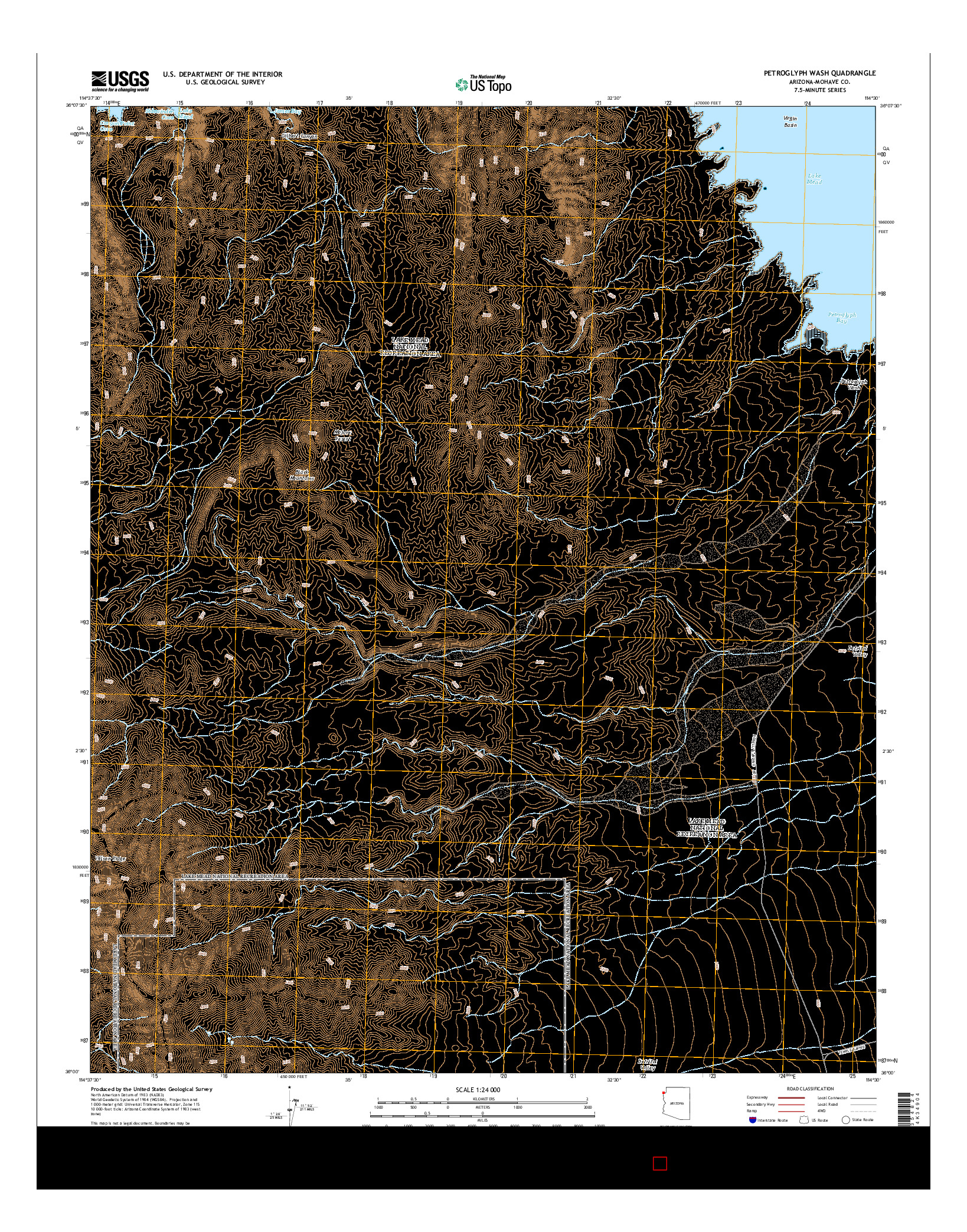 USGS US TOPO 7.5-MINUTE MAP FOR PETROGLYPH WASH, AZ 2014