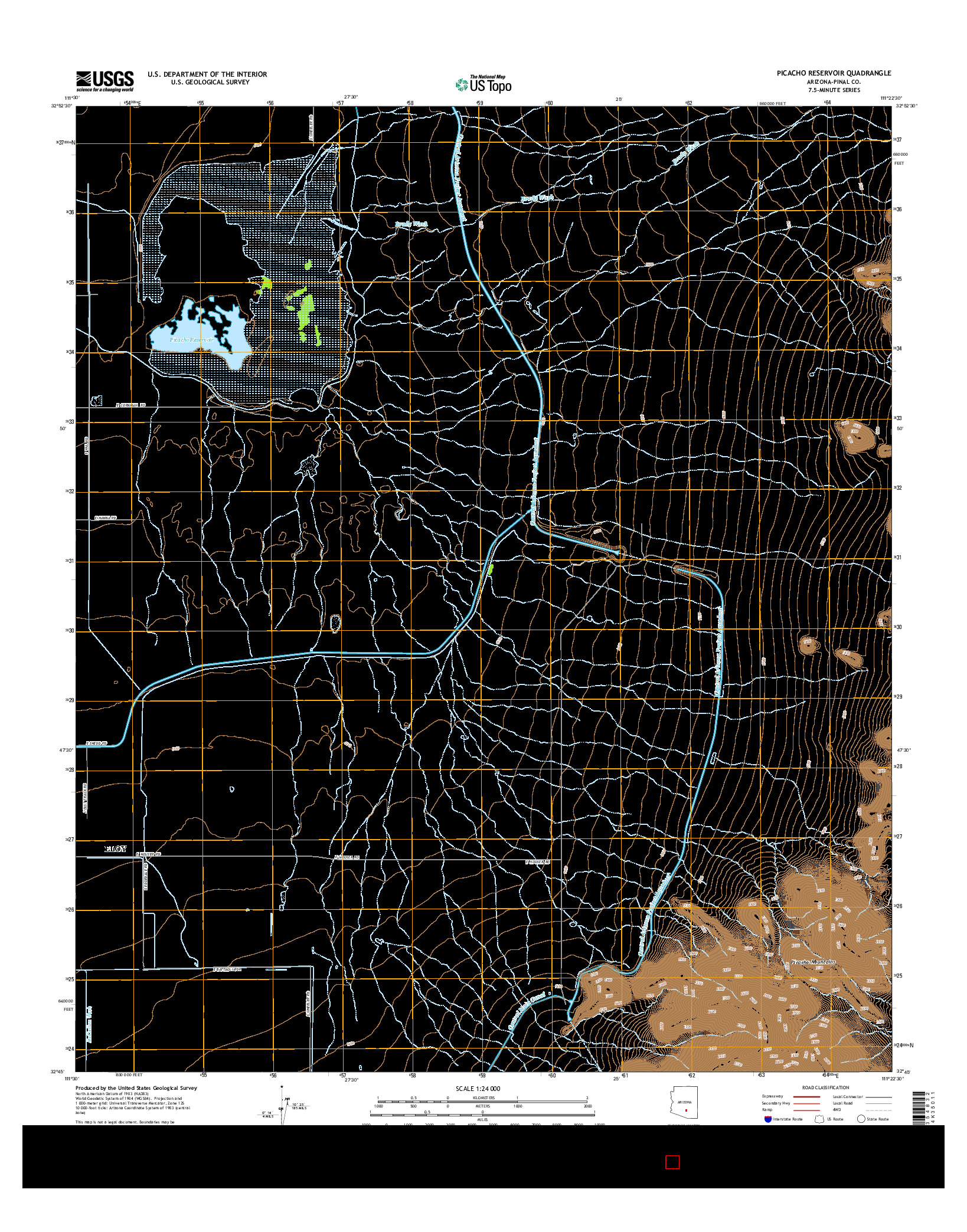 USGS US TOPO 7.5-MINUTE MAP FOR PICACHO RESERVOIR, AZ 2014