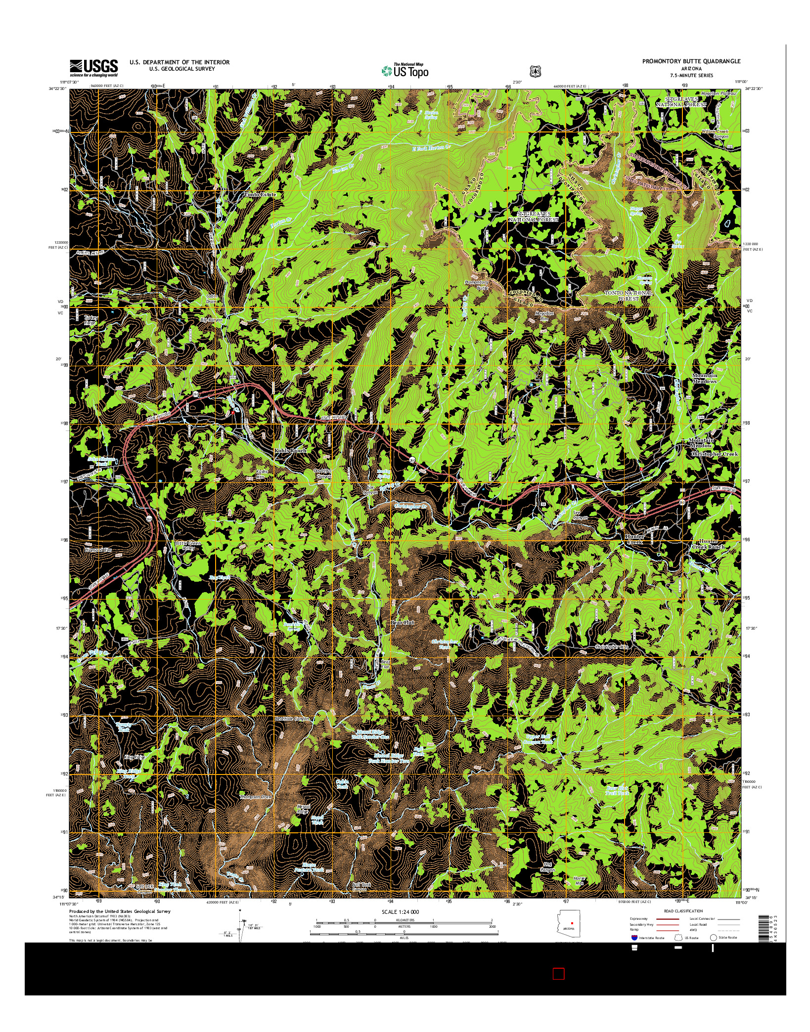 USGS US TOPO 7.5-MINUTE MAP FOR PROMONTORY BUTTE, AZ 2014