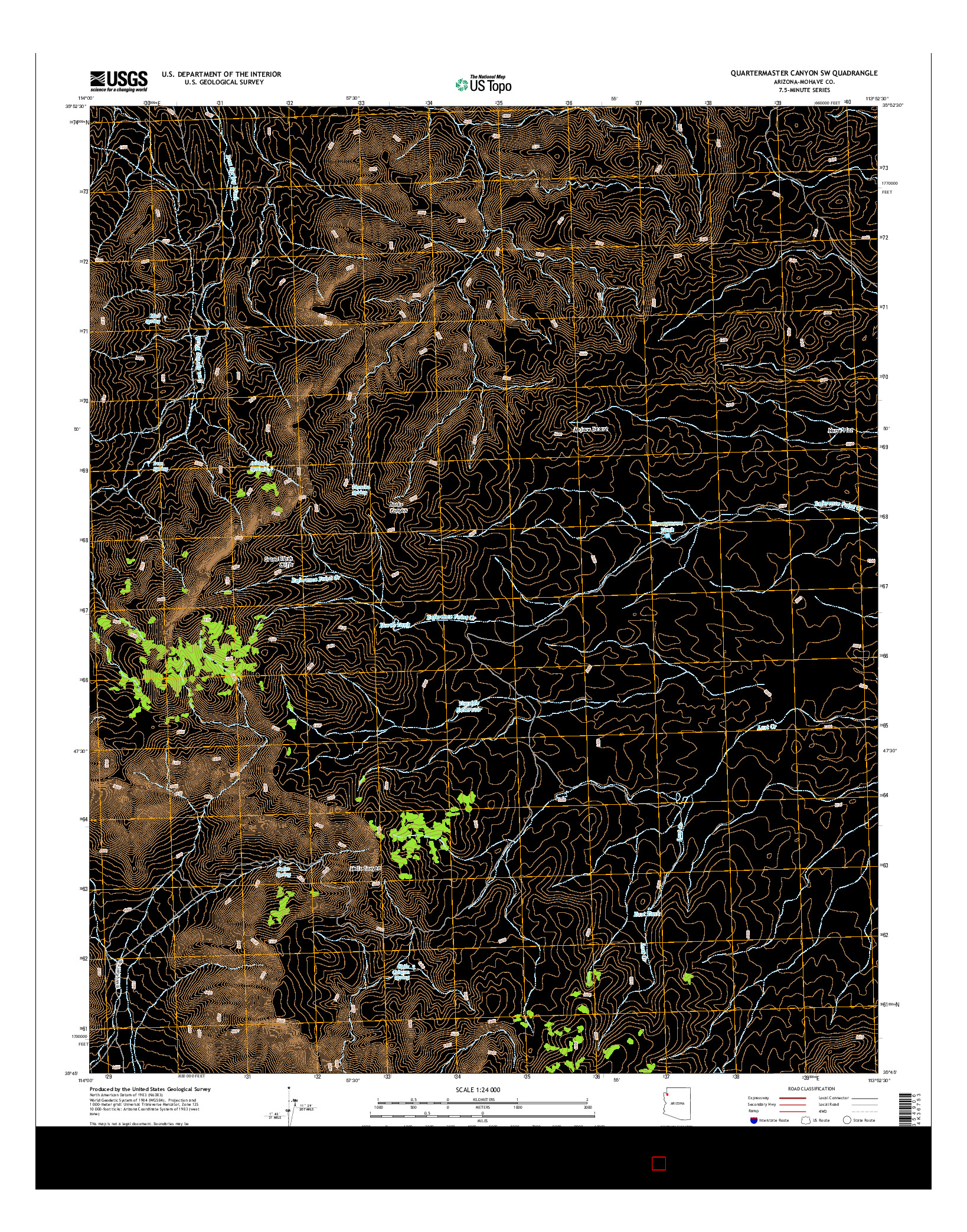 USGS US TOPO 7.5-MINUTE MAP FOR QUARTERMASTER CANYON SW, AZ 2014