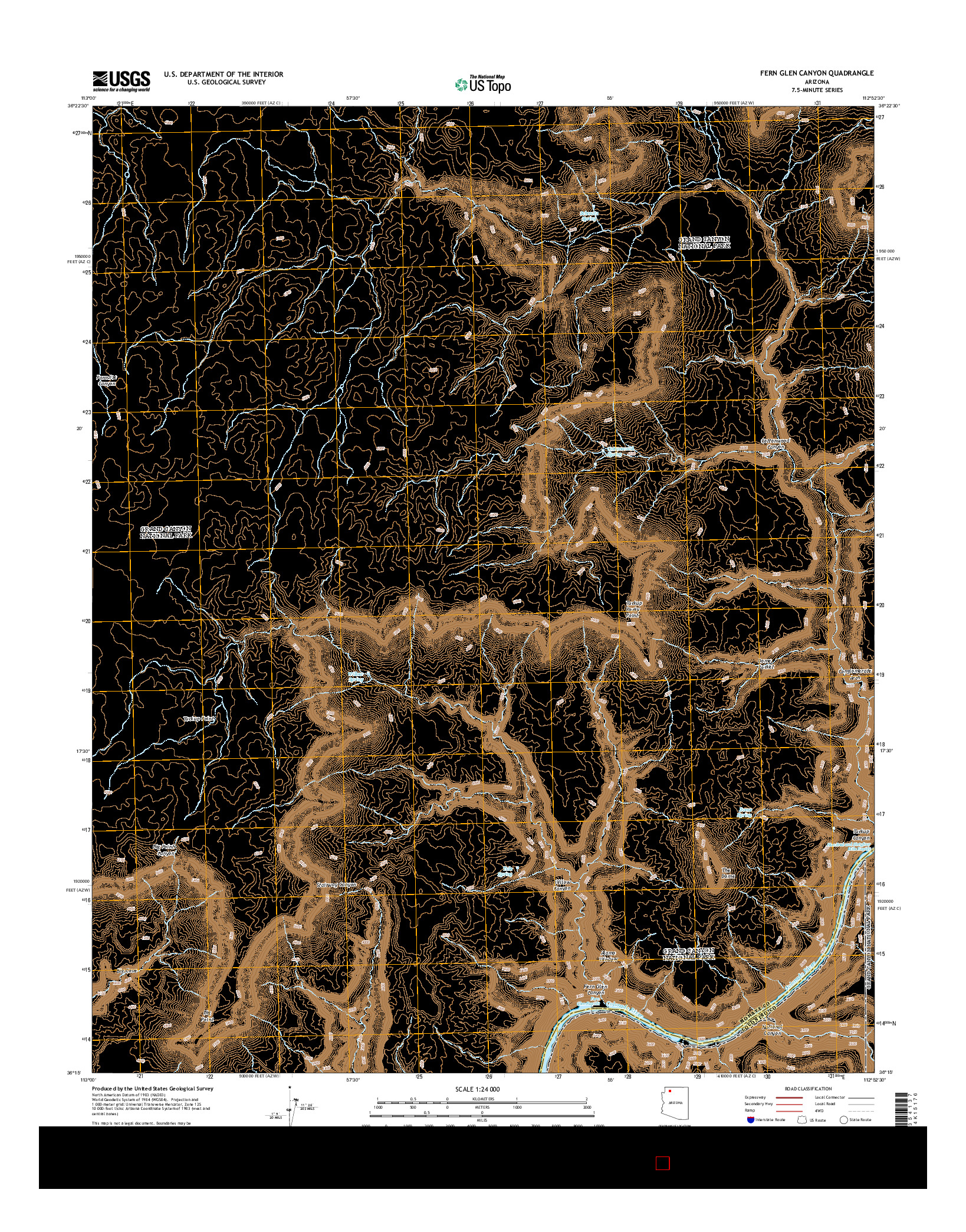 USGS US TOPO 7.5-MINUTE MAP FOR FERN GLEN CANYON, AZ 2014