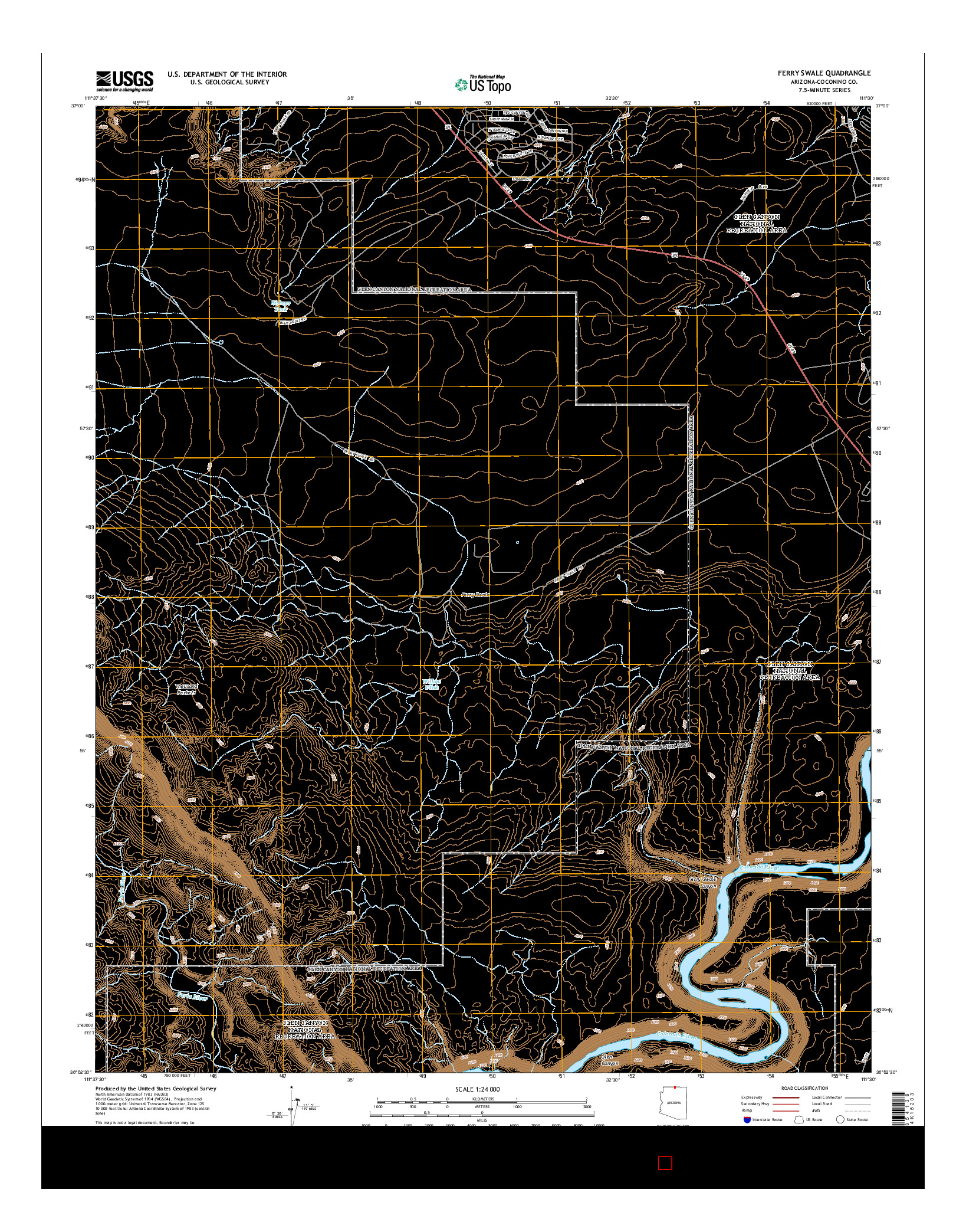 USGS US TOPO 7.5-MINUTE MAP FOR FERRY SWALE, AZ 2014