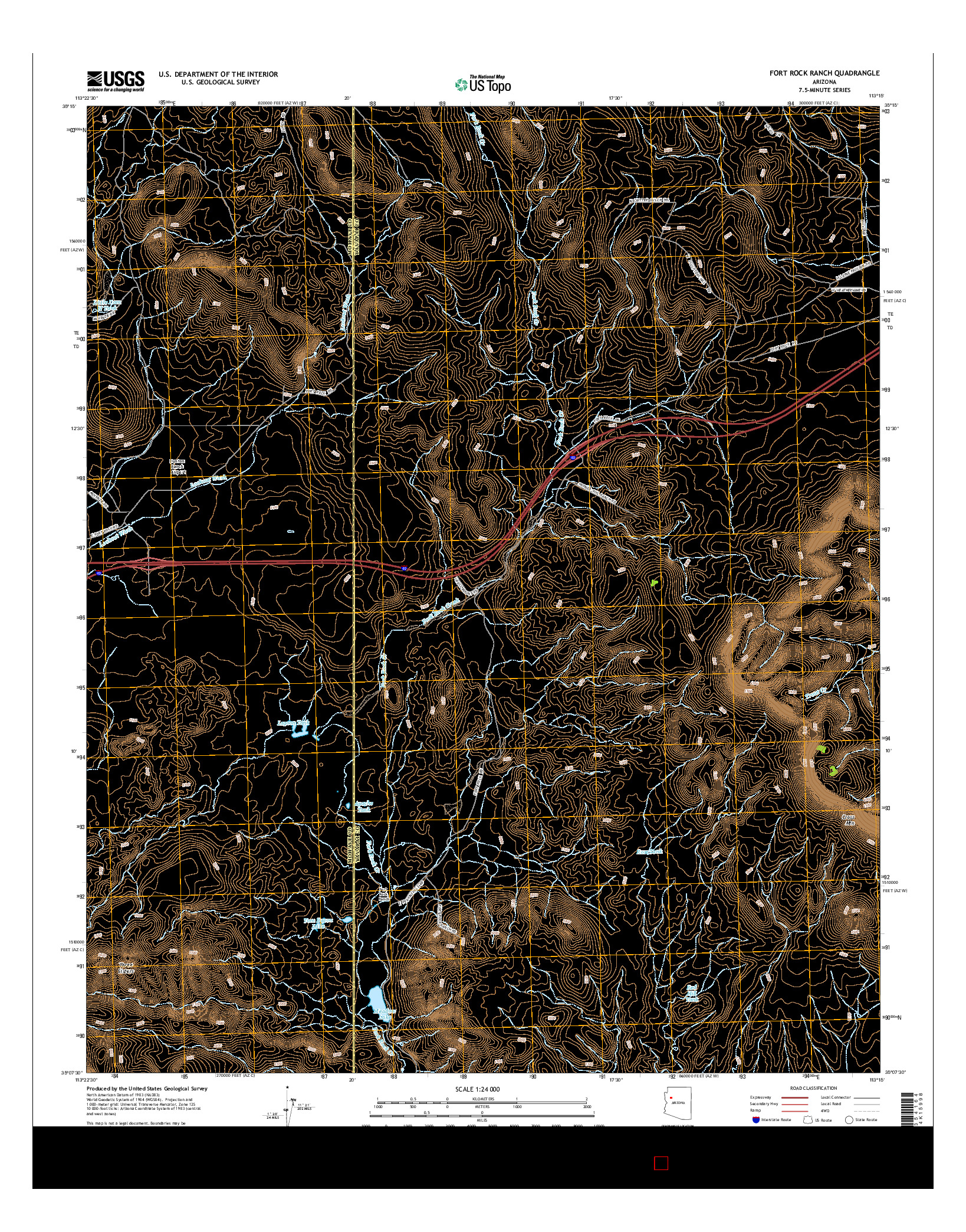 USGS US TOPO 7.5-MINUTE MAP FOR FORT ROCK RANCH, AZ 2014