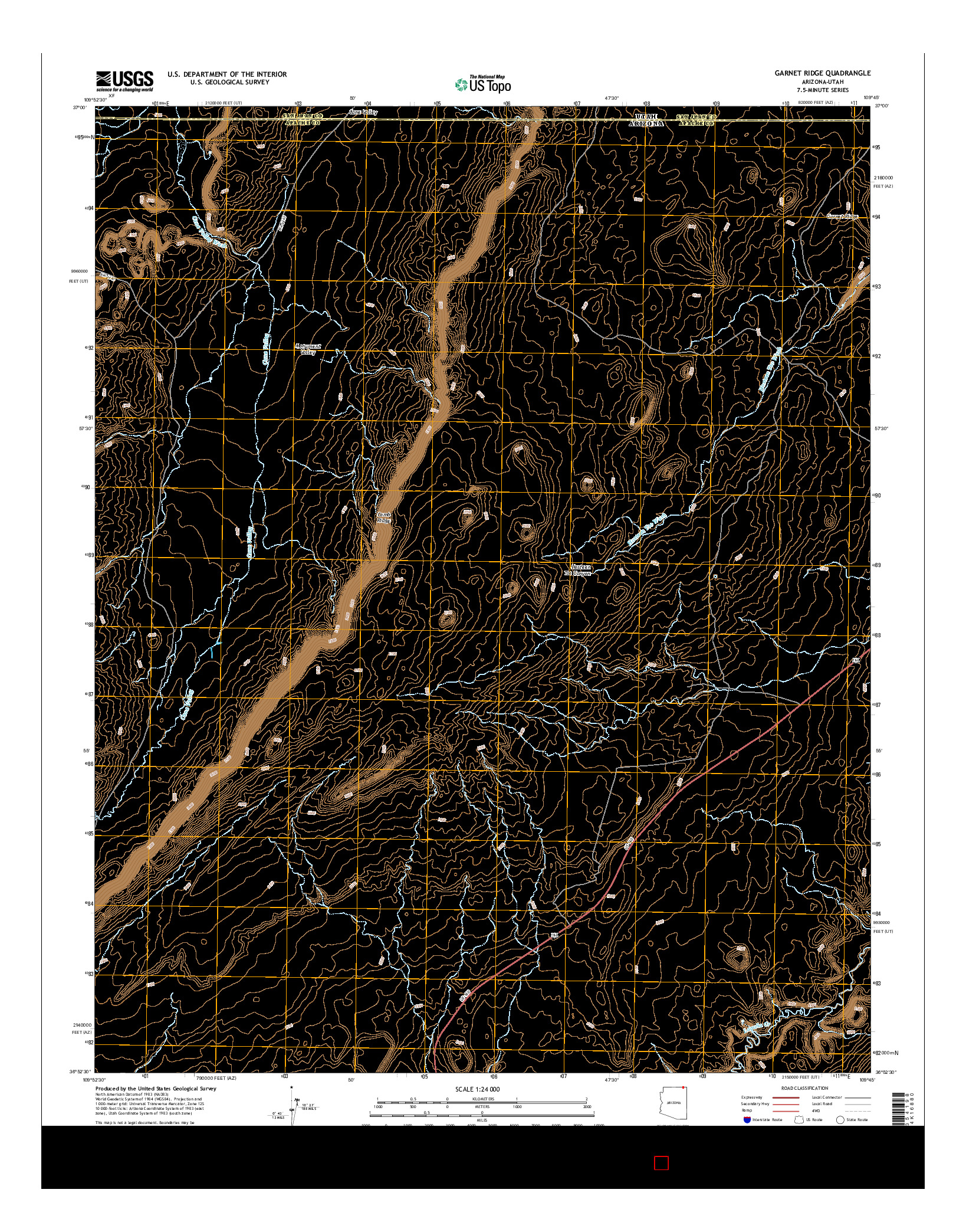 USGS US TOPO 7.5-MINUTE MAP FOR GARNET RIDGE, AZ-UT 2014
