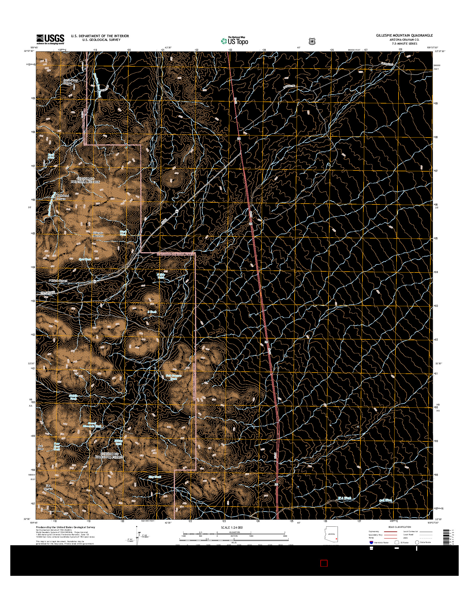 USGS US TOPO 7.5-MINUTE MAP FOR GILLESPIE MOUNTAIN, AZ 2014