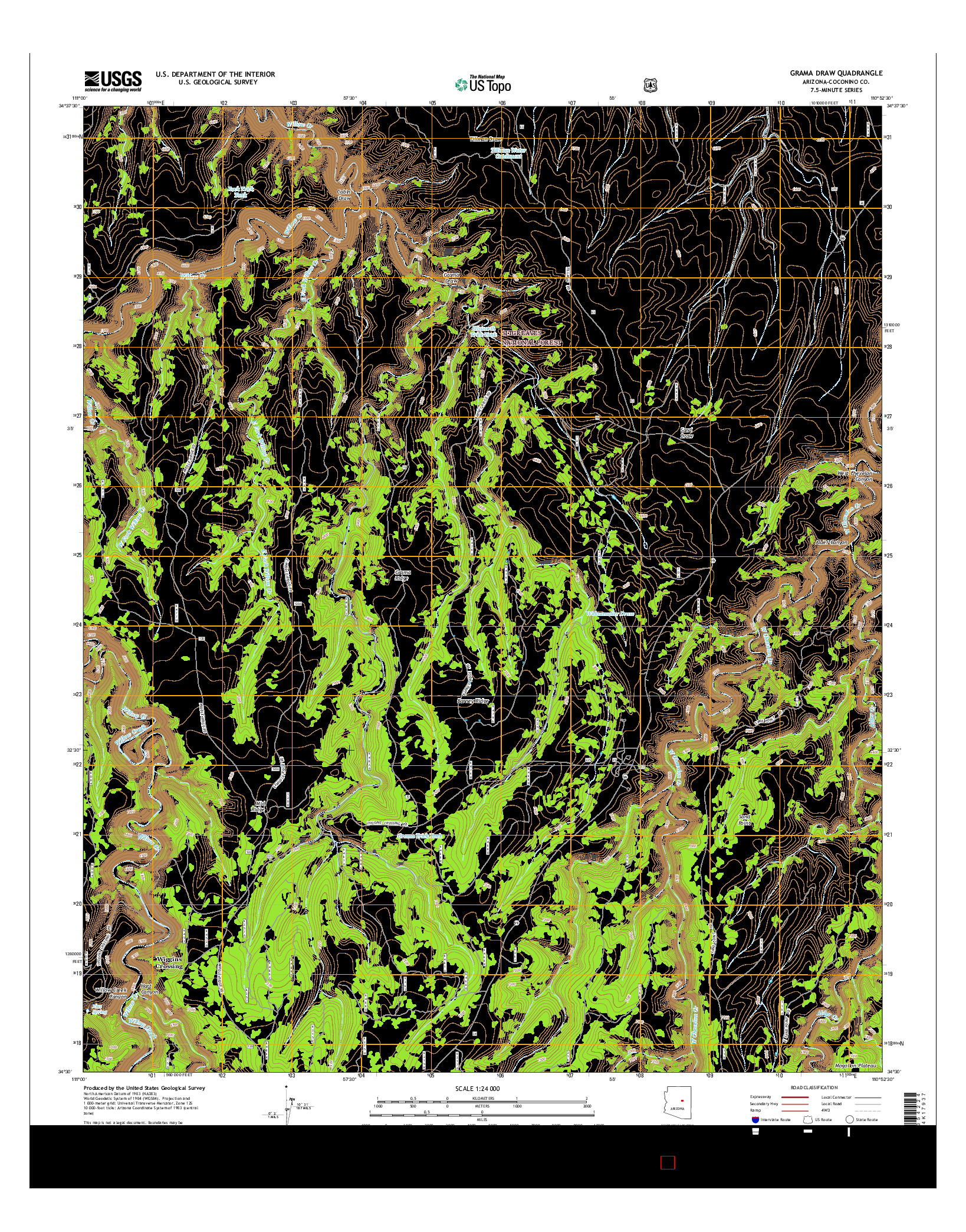 USGS US TOPO 7.5-MINUTE MAP FOR GRAMA DRAW, AZ 2014