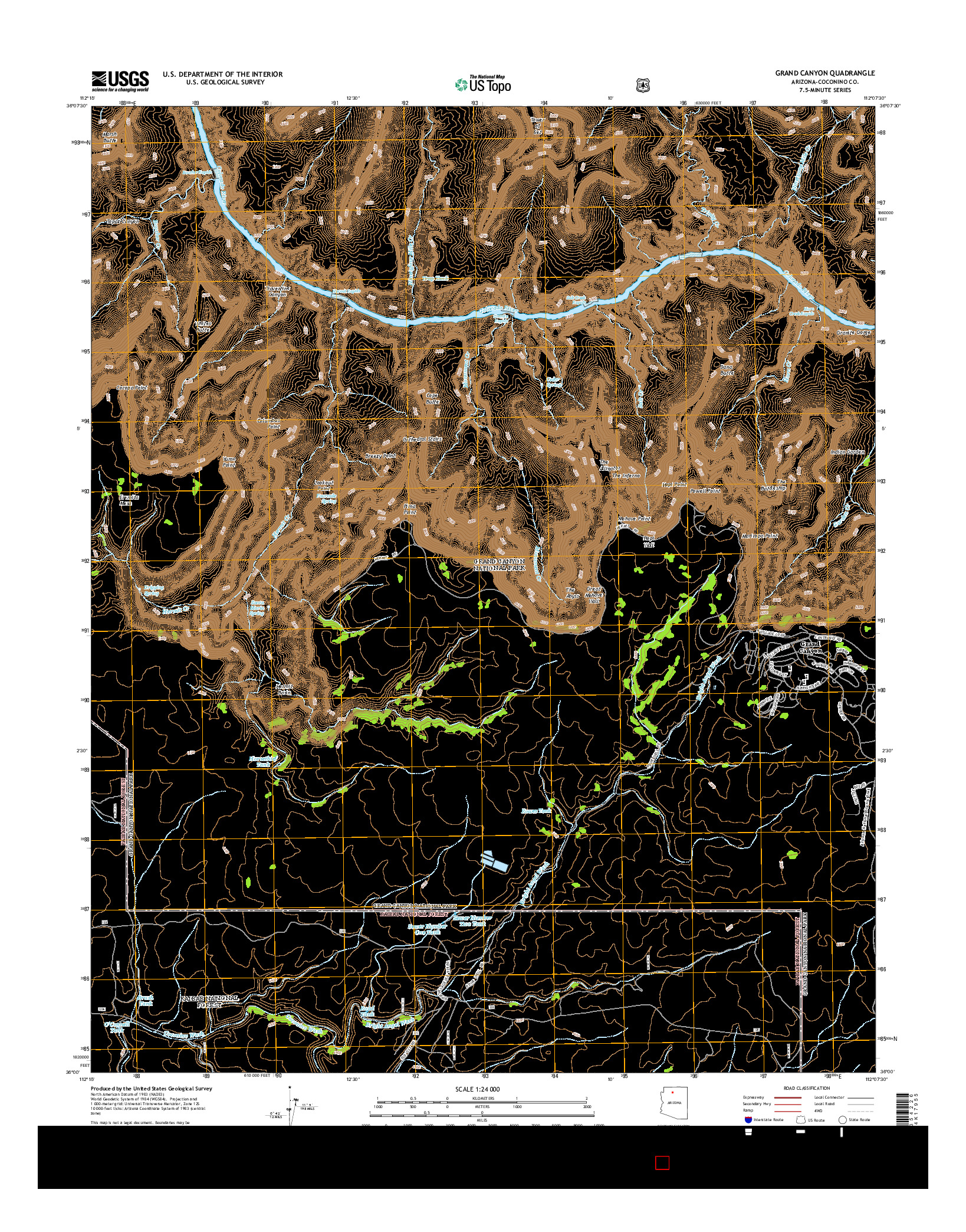 USGS US TOPO 7.5-MINUTE MAP FOR GRAND CANYON, AZ 2014