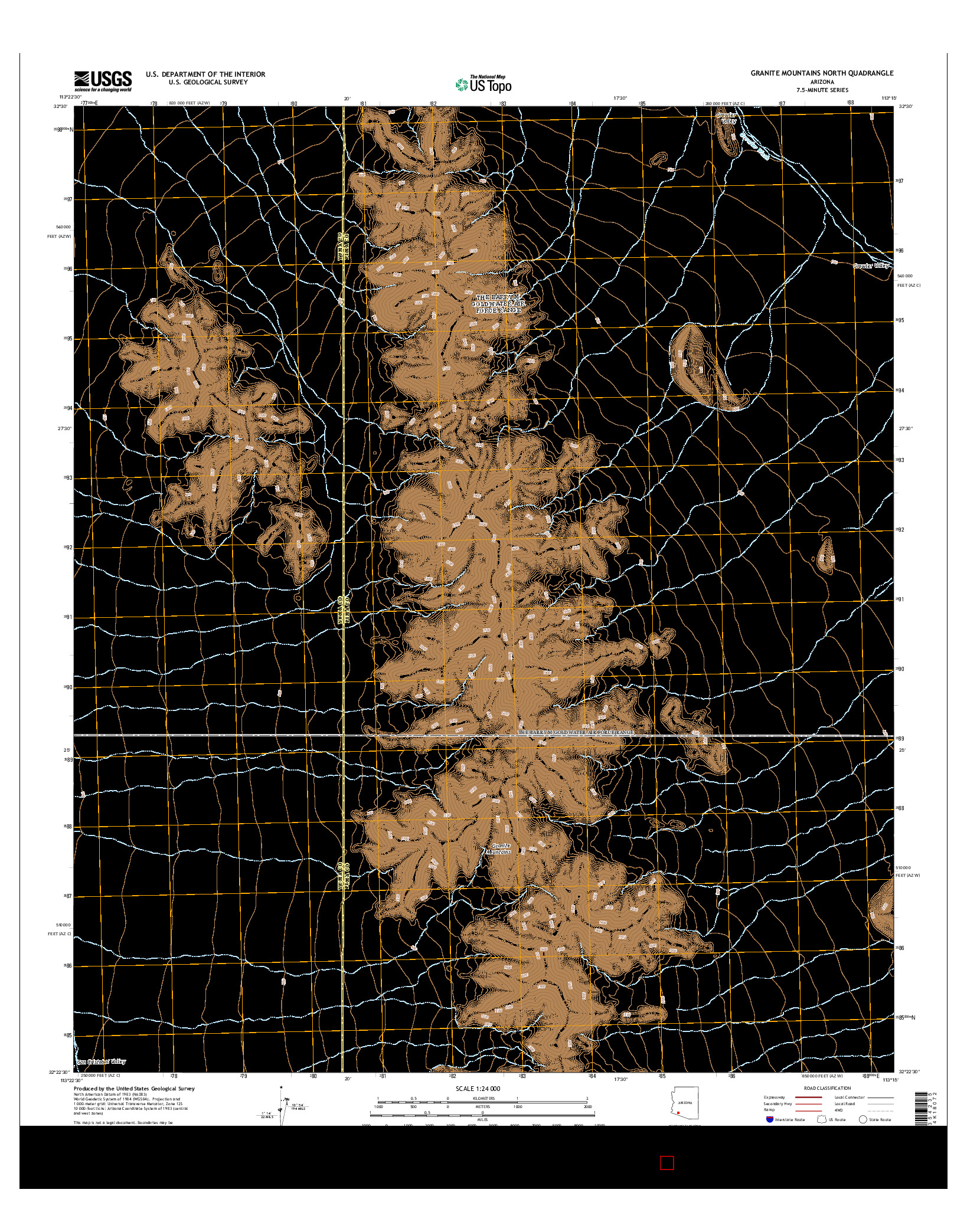 USGS US TOPO 7.5-MINUTE MAP FOR GRANITE MOUNTAINS NORTH, AZ 2014