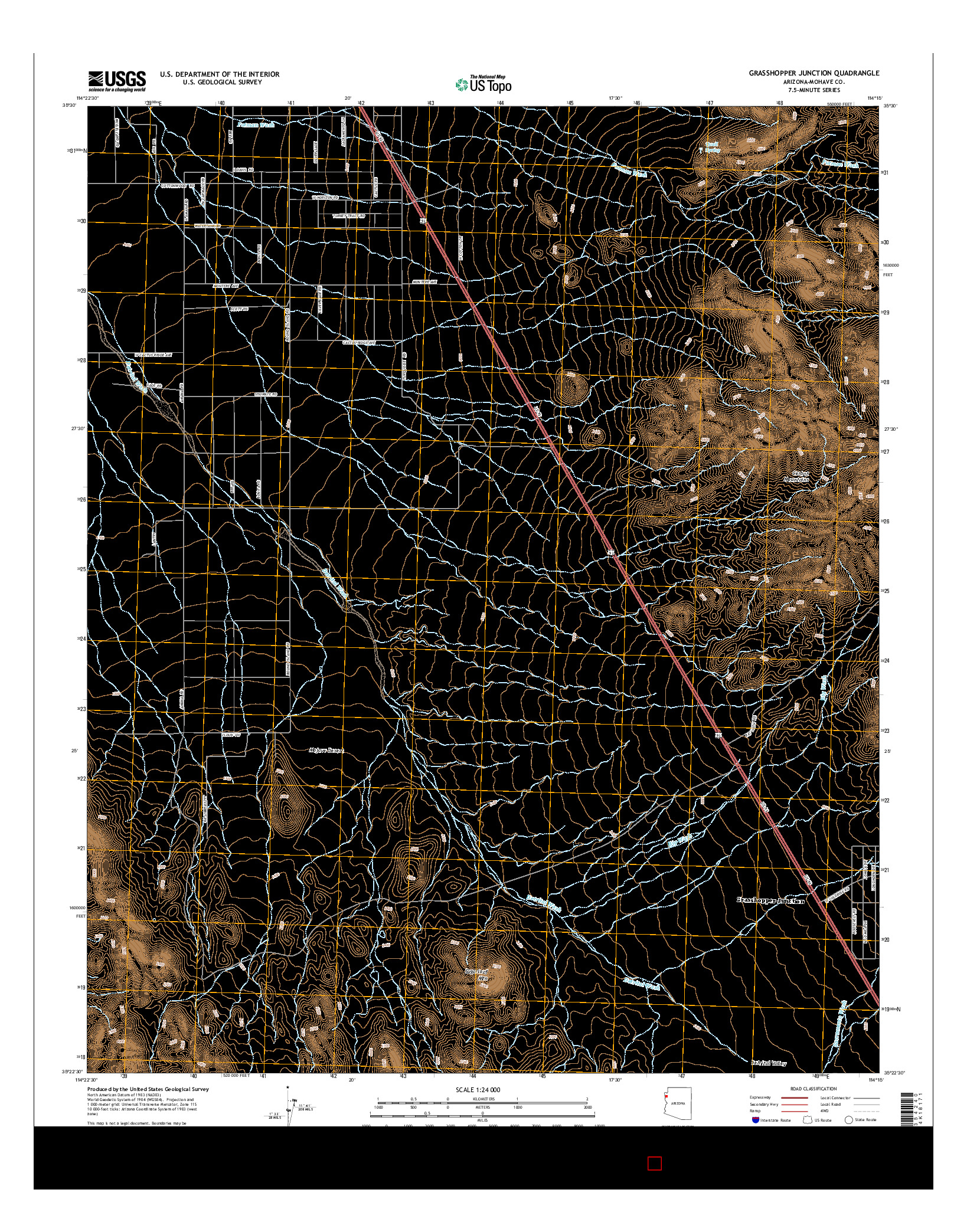 USGS US TOPO 7.5-MINUTE MAP FOR GRASSHOPPER JUNCTION, AZ 2014
