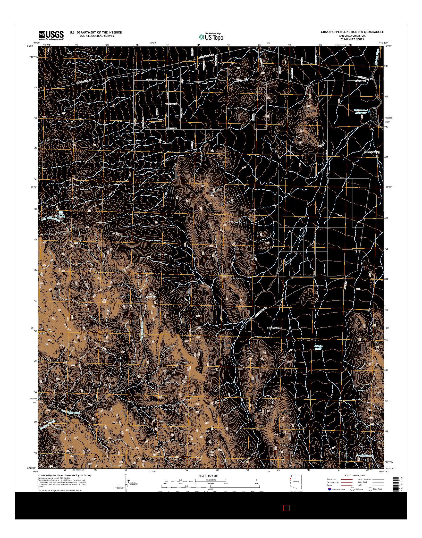 USGS US TOPO 7.5-MINUTE MAP FOR GRASSHOPPER JUNCTION NW, AZ 2014