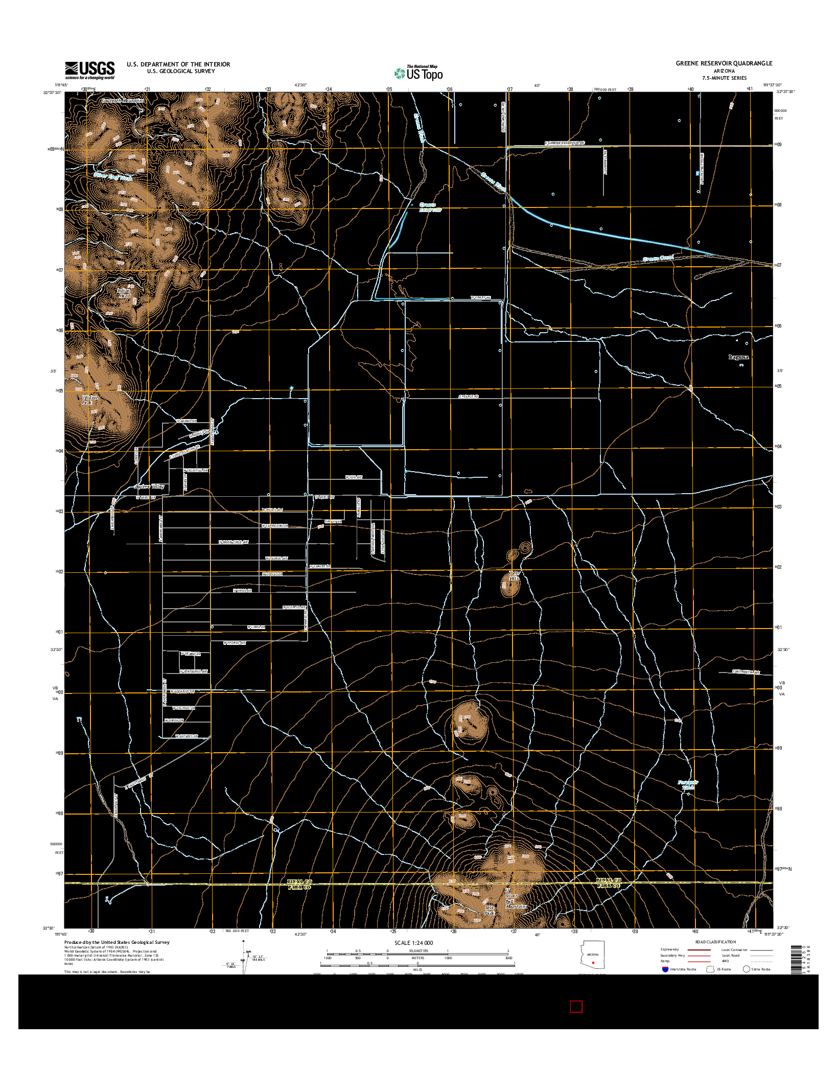 USGS US TOPO 7.5-MINUTE MAP FOR GREENE RESERVOIR, AZ 2014
