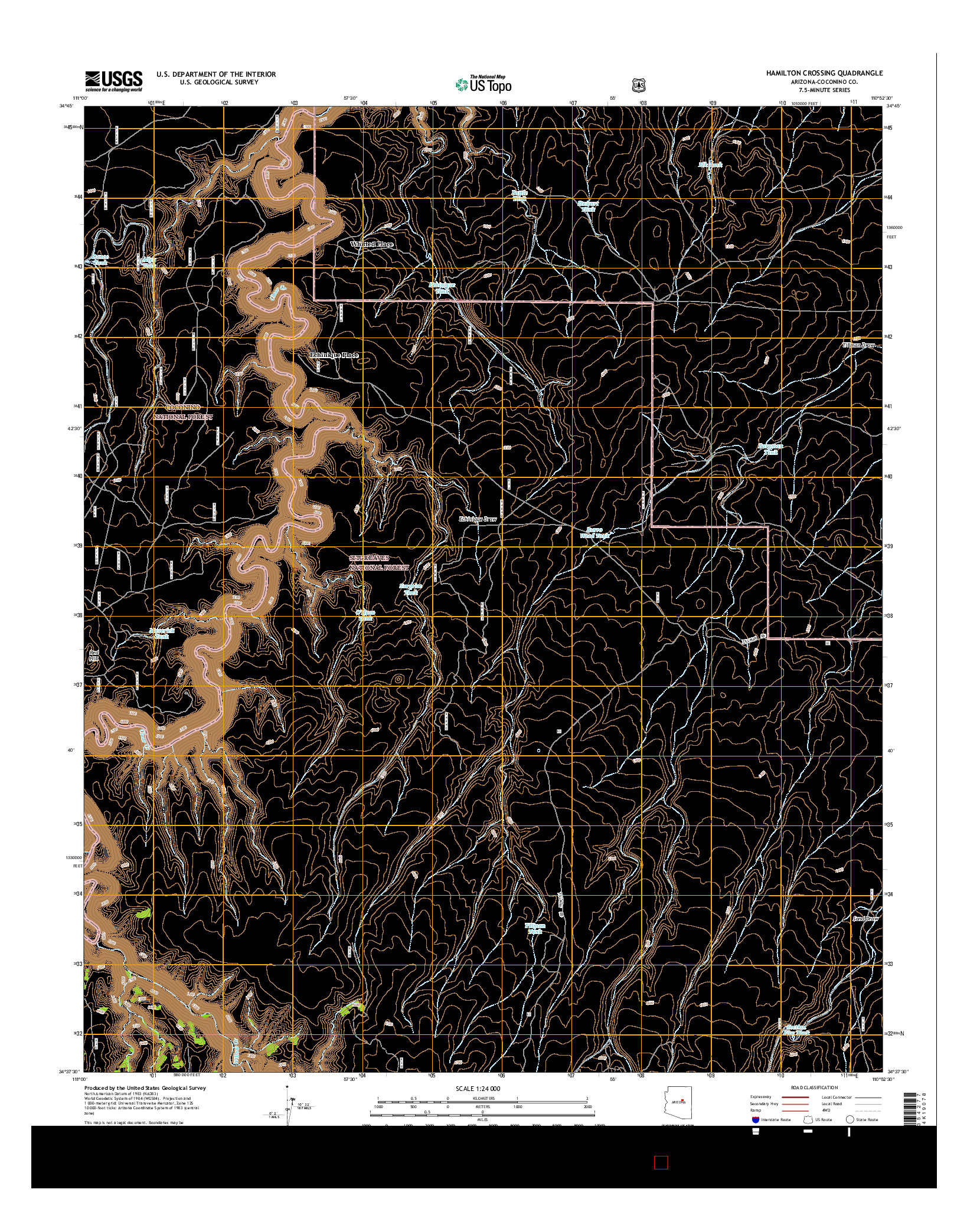 USGS US TOPO 7.5-MINUTE MAP FOR HAMILTON CROSSING, AZ 2014