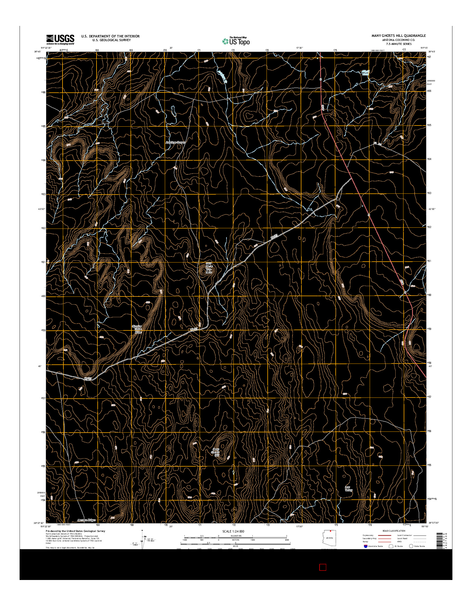 USGS US TOPO 7.5-MINUTE MAP FOR MANY GHOSTS HILL, AZ 2014