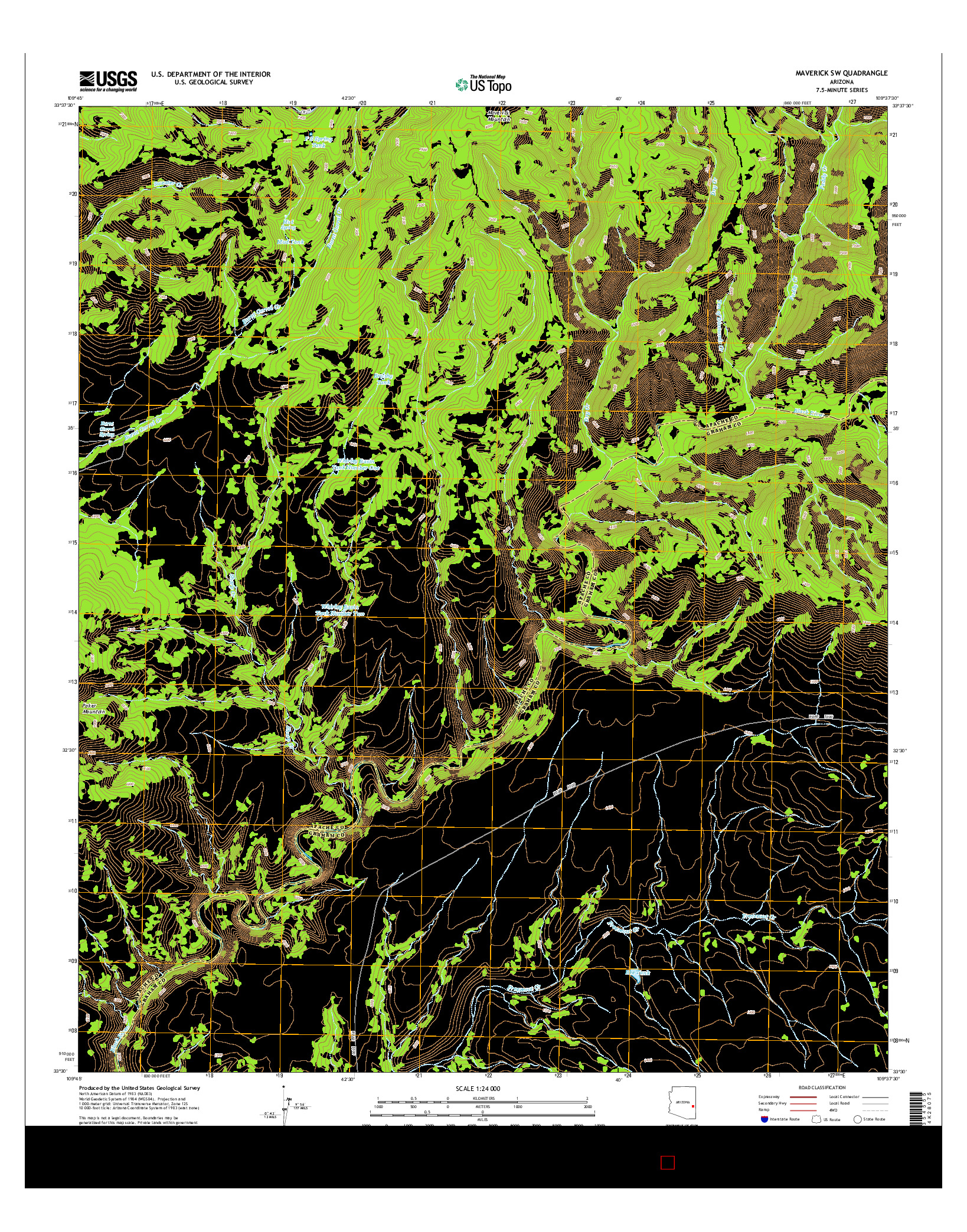 USGS US TOPO 7.5-MINUTE MAP FOR MAVERICK SW, AZ 2014