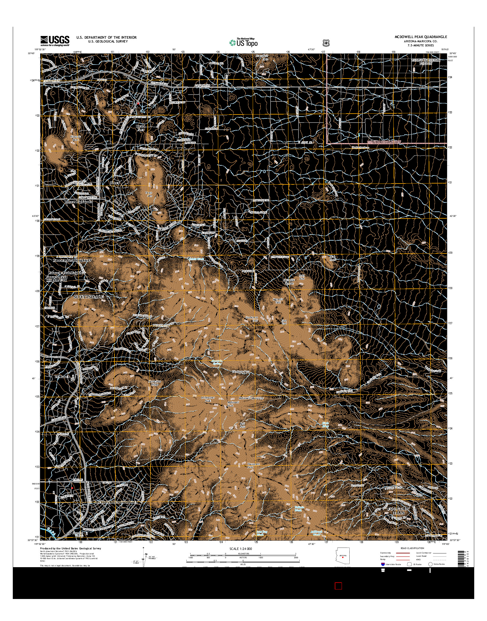 USGS US TOPO 7.5-MINUTE MAP FOR MCDOWELL PEAK, AZ 2014