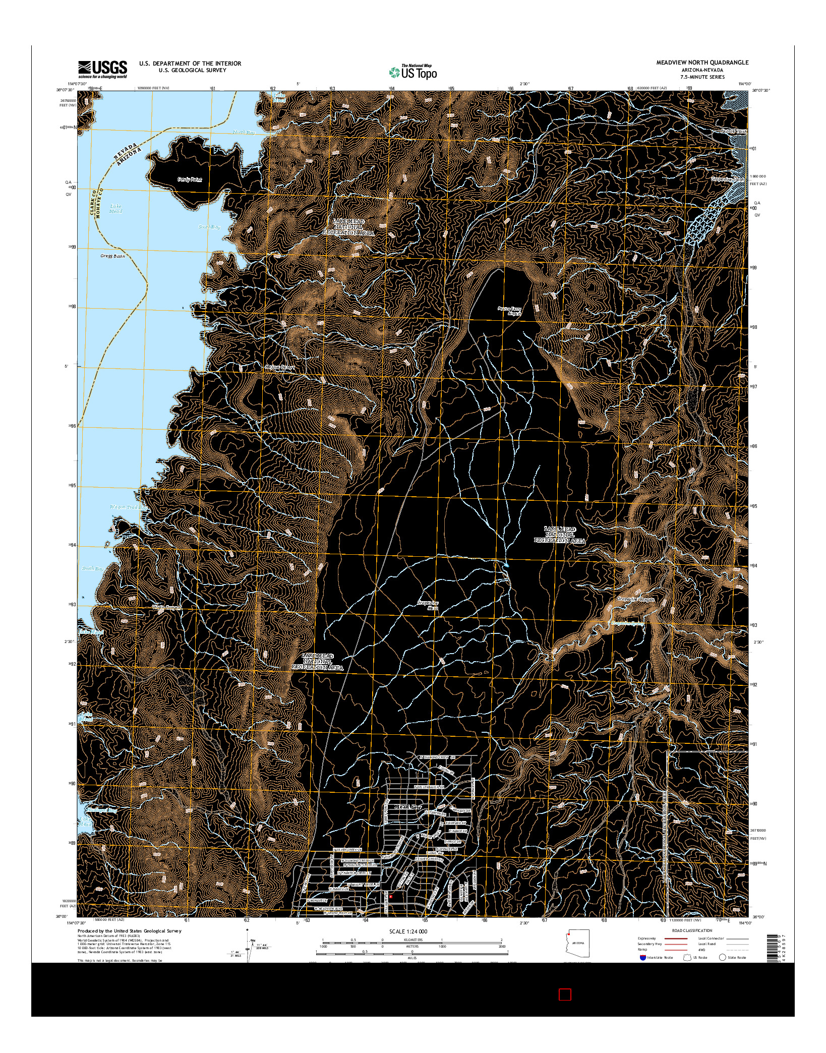 USGS US TOPO 7.5-MINUTE MAP FOR MEADVIEW NORTH, AZ-NV 2014